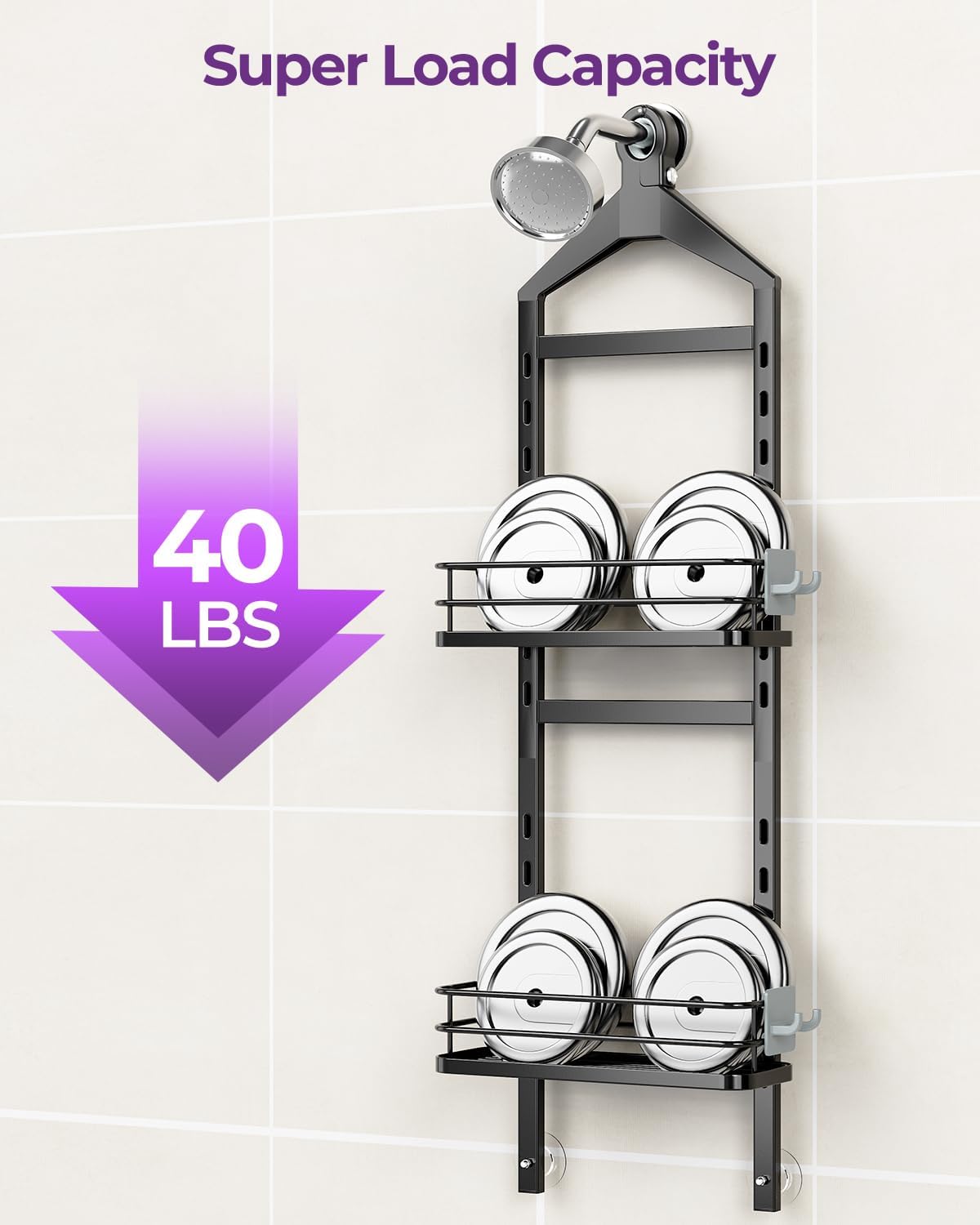 ODesign 2 Tier Height-Adjustable Shower Caddy