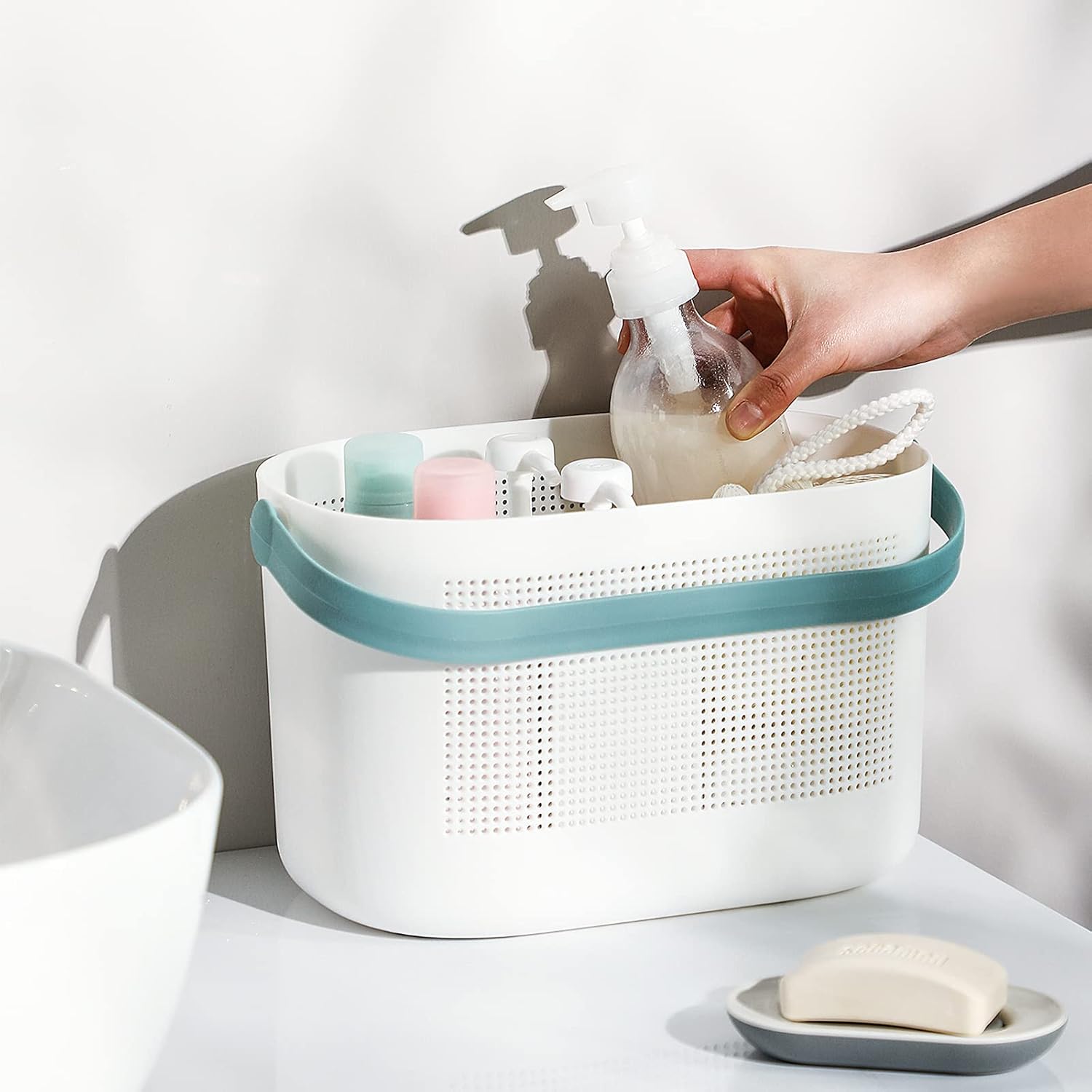 UUJOLY - Plastic Storage Baskets with Handles Shower Caddy Bathroom Organizers