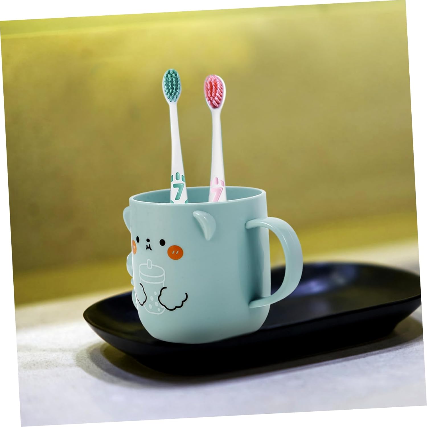 Plastic Cup Toddler Set 2PCS Kids Tooth Brush Holder