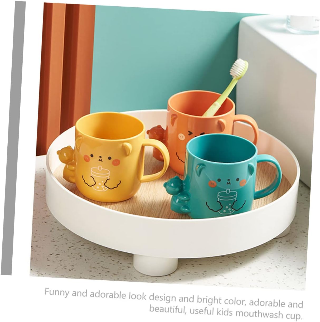 Unbreakable 3D Bathroom Brushing Mugs - Cute Plastic Coffee Cups Hohopeti