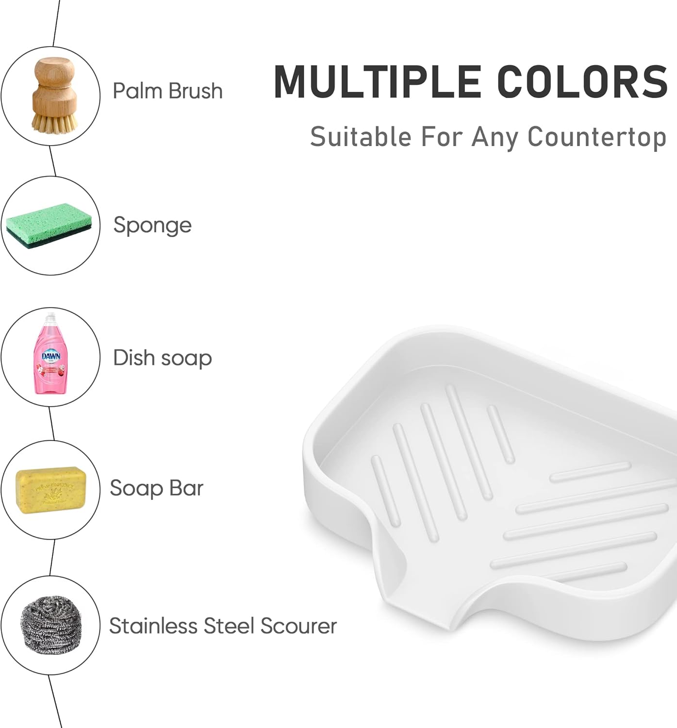 Exceptional Silicone Soap Dish with 4 Pieces Self-Draining Multi-Functional Design