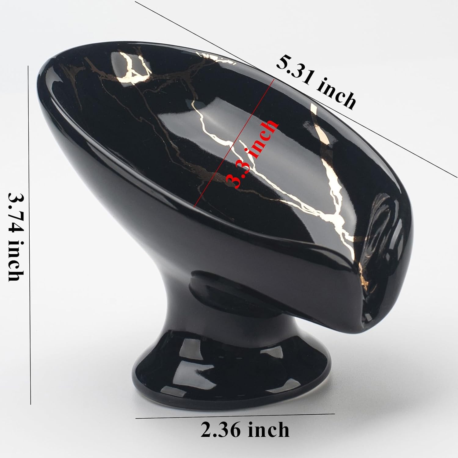 CERITA - Leaf-Shape Ceramic Soap Dish Self-Draining Modern Design Black