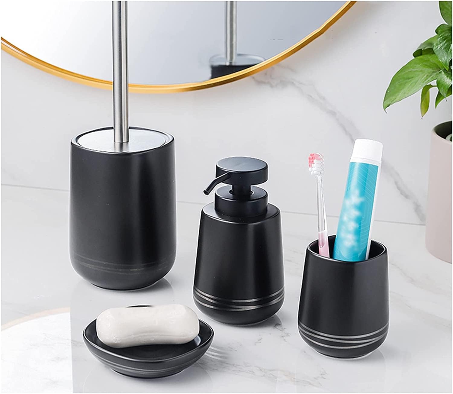 Stylish 4-Piece bathroom Dispenser Set with Pump for Soaps More