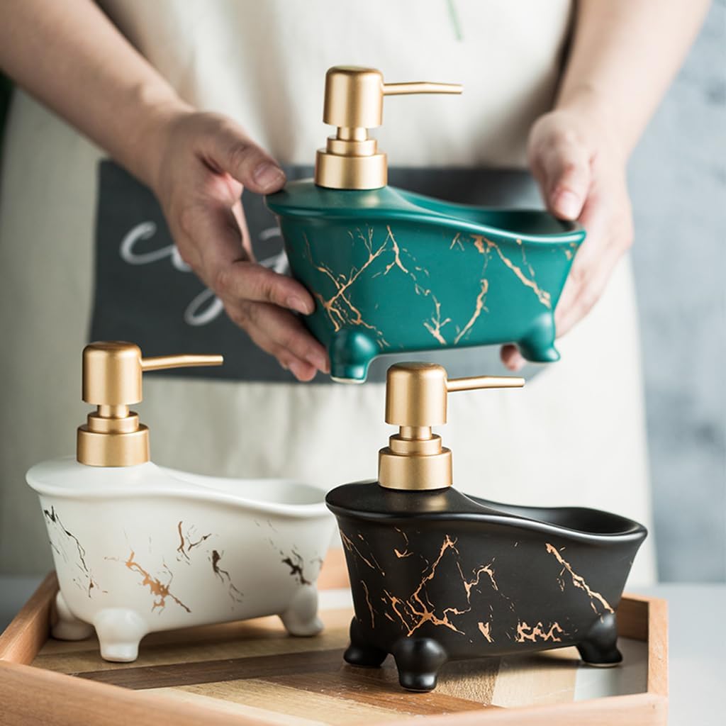 Stunning 350ml Marble Pattern Dispenser with Dual Functions for Bath Kitchen