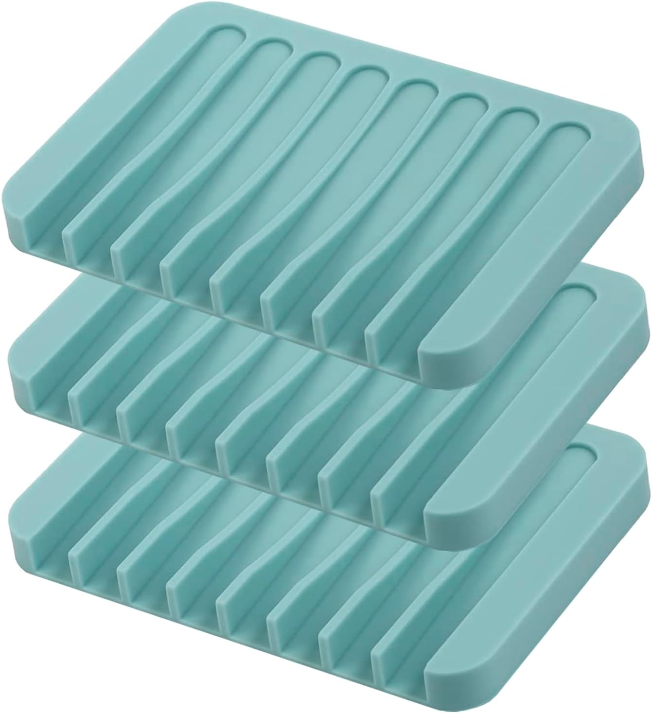 3-Piece Silicone Soap Dishes Self-Draining amp Easy to Clean MODENGKONGJIAN