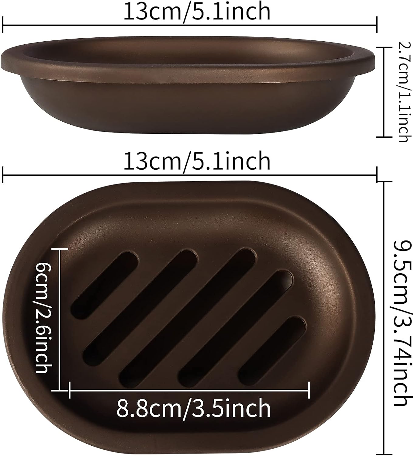 2 Pcs Soap Dish Set - Draining Double Layer Bronze