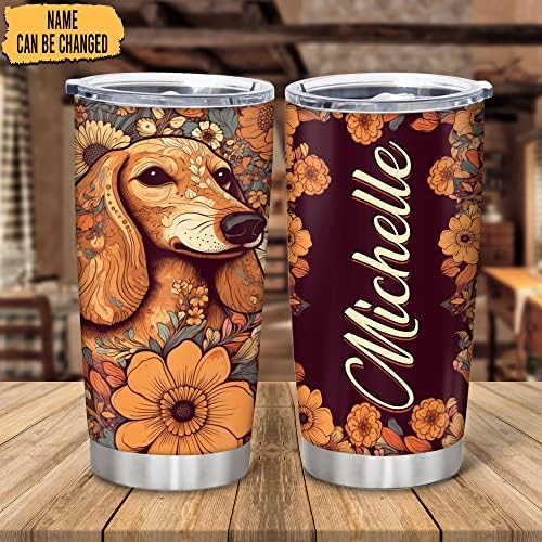 Hyturtle - Personalized Dog Tumbler - Stainless Steel Dog Lovers Gift for Women Kids