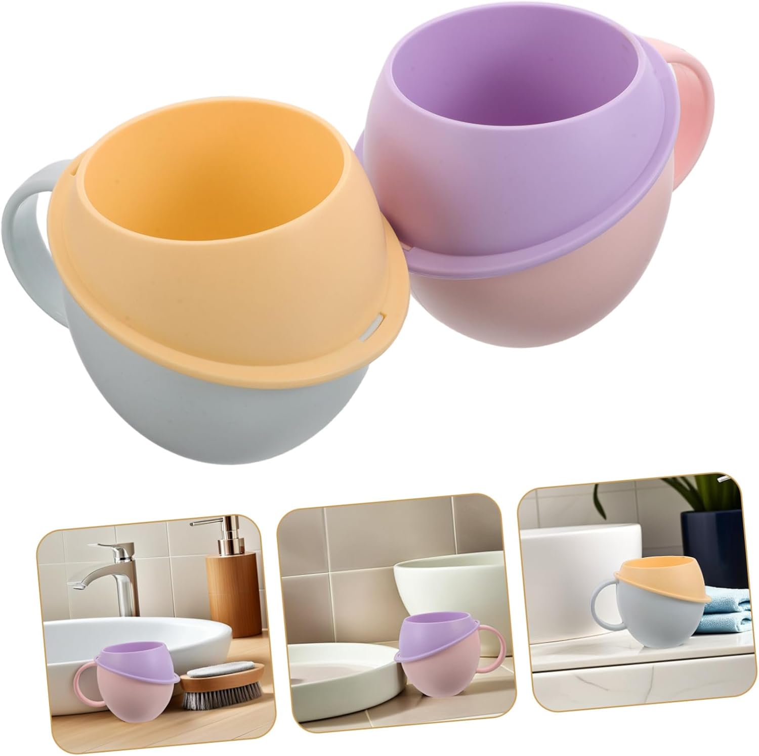 STOBAZA 2pcs Bathroom Mouthwash Cup with Handle