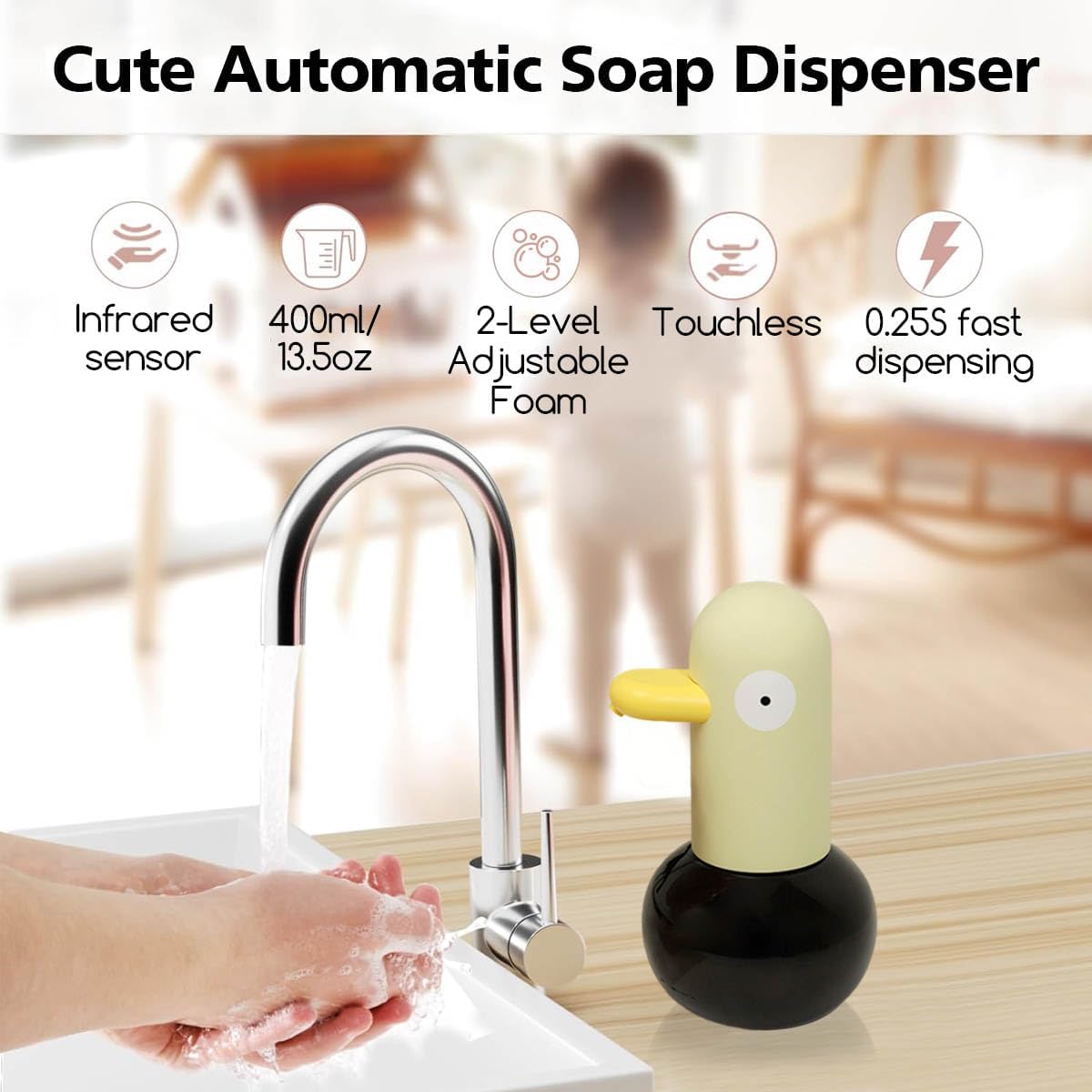 Kids Highlight automatic soap dispenser with 2 synchronize modes and USB recharging