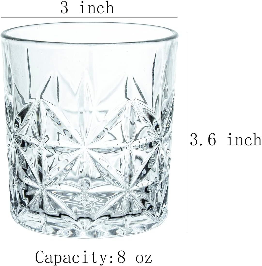 Gaolinci 2-Piece Glass Mouthwash Cup Set Diamond Embossed 8 Oz