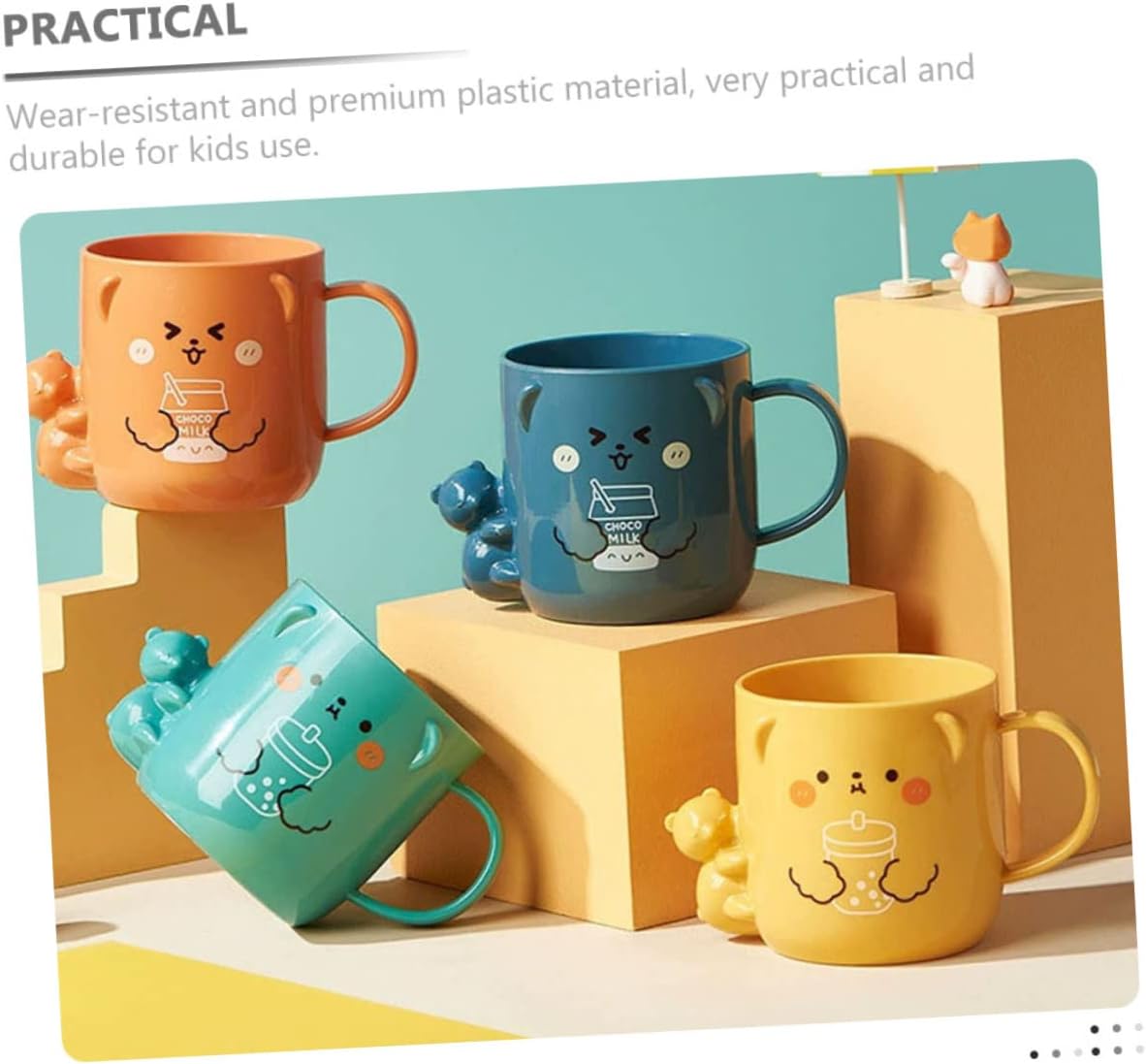 Unbreakable 3D Bathroom Brushing Mugs - Cute Plastic Coffee Cups Hohopeti