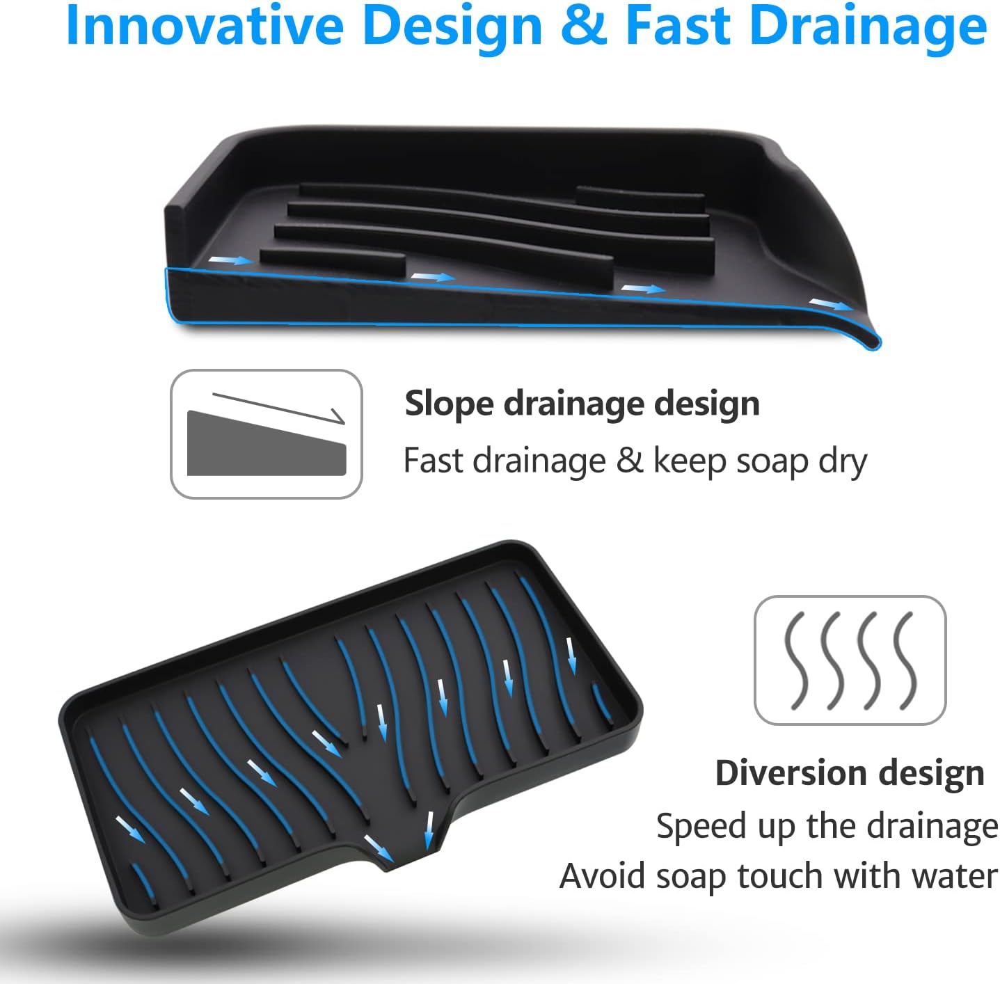 3-Pack Silicone Soap Dishes Set Kitchen and Bathroom Essential