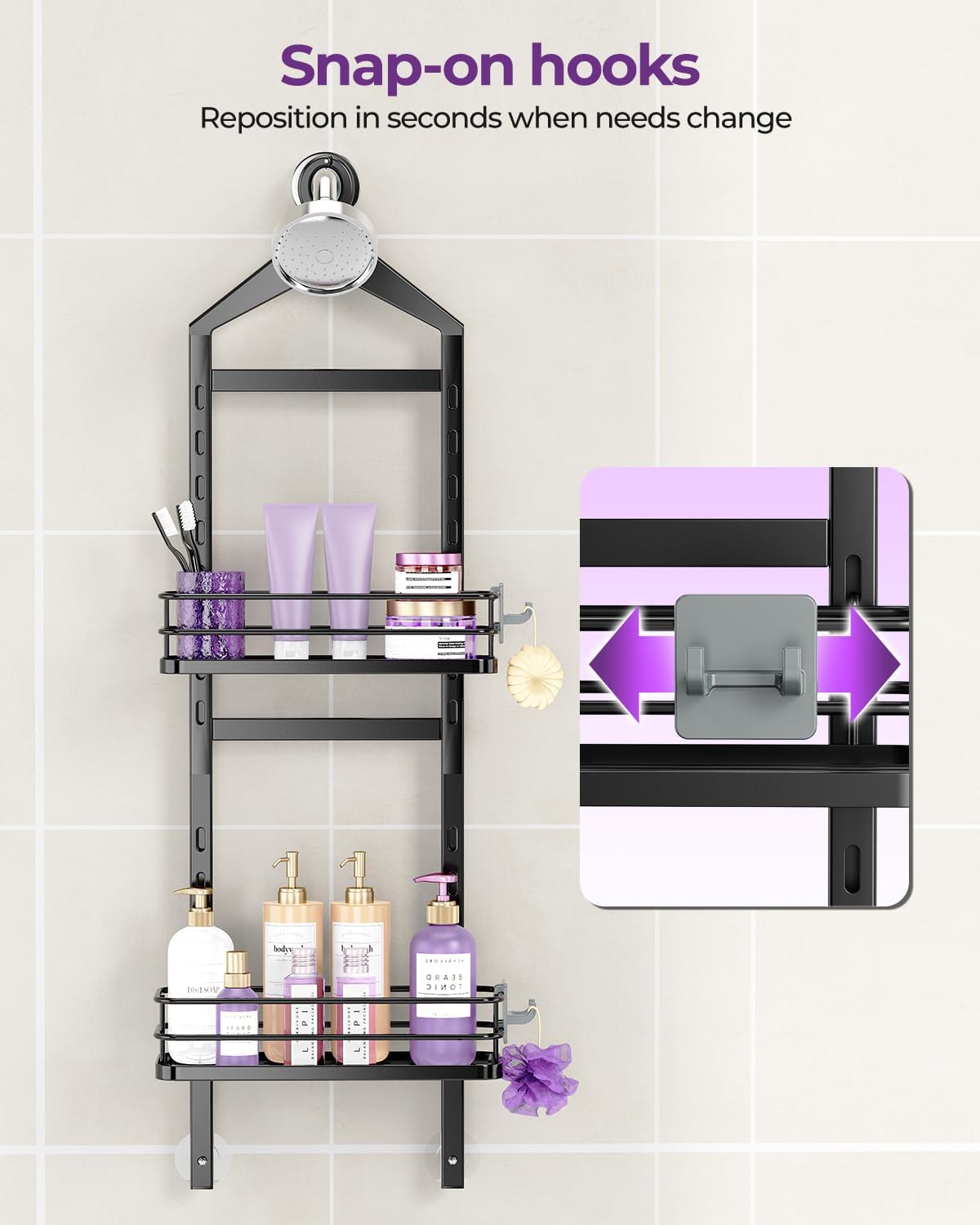 ODesign 2 Tier Height-Adjustable Shower Caddy