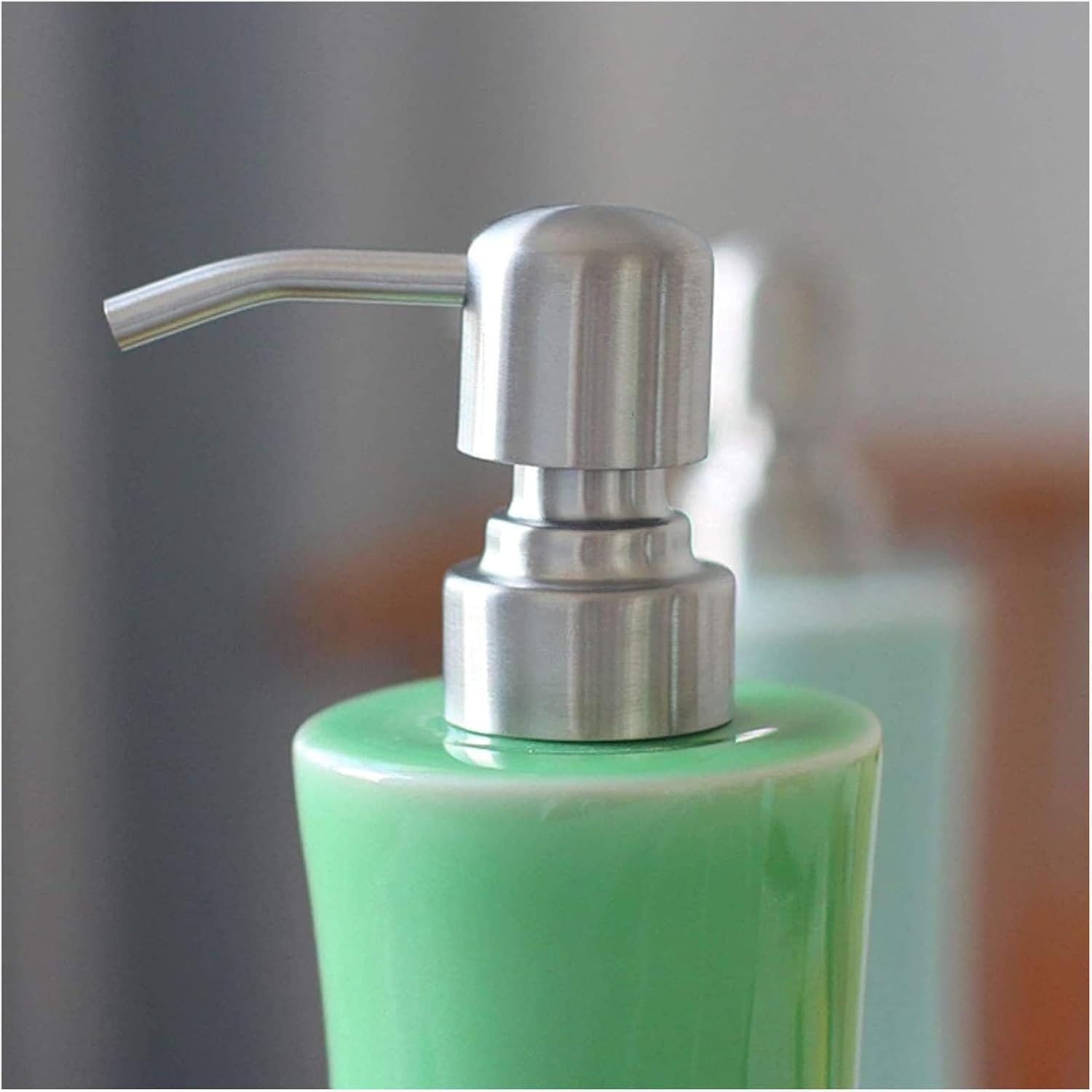 NTIYOU Countertop Soap Dispenser Ceramic Refillable Green