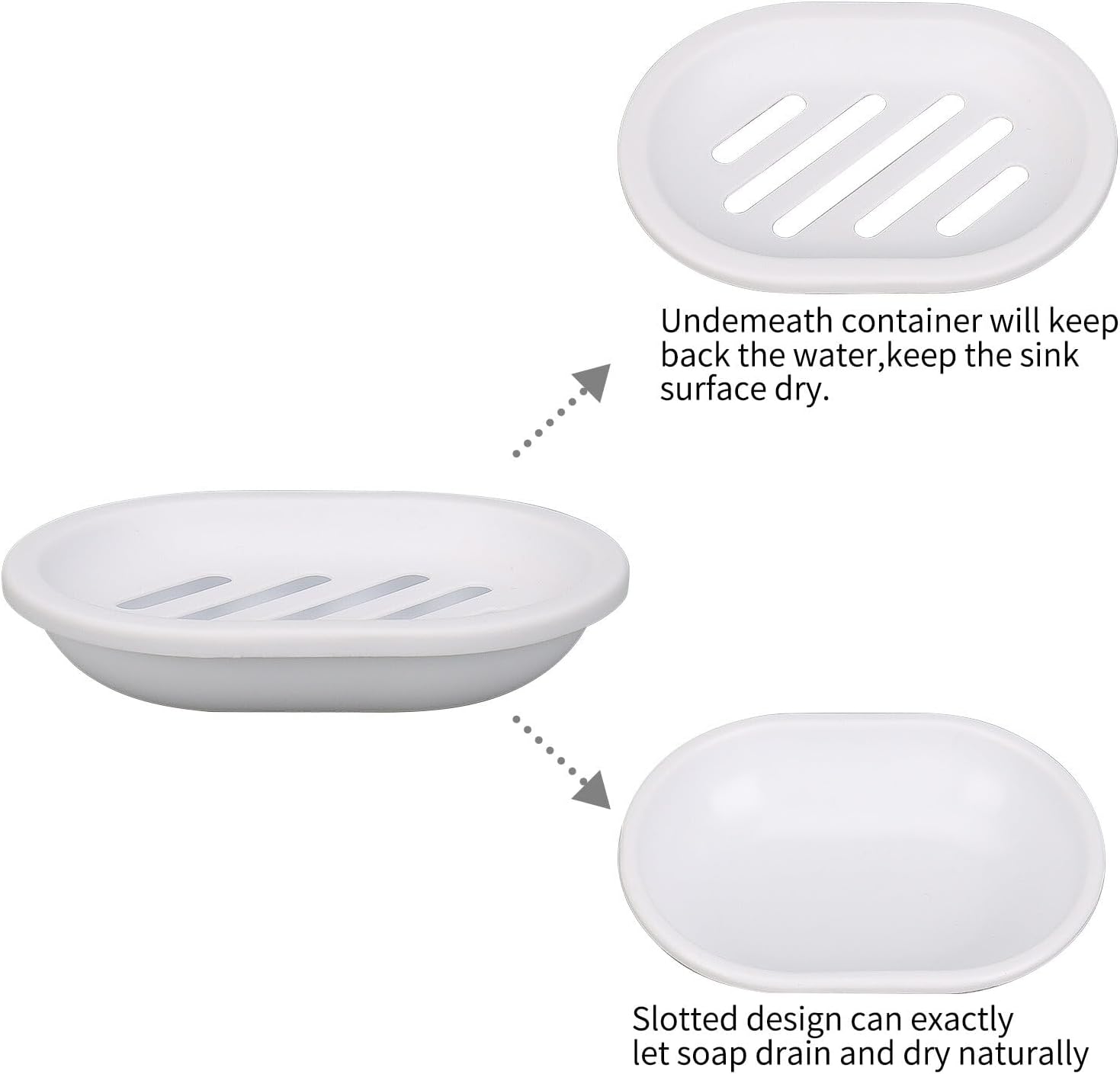 2-Pack Plastic Soap Dishes Bar Soap Holder Drains Well Compact Design Durable
