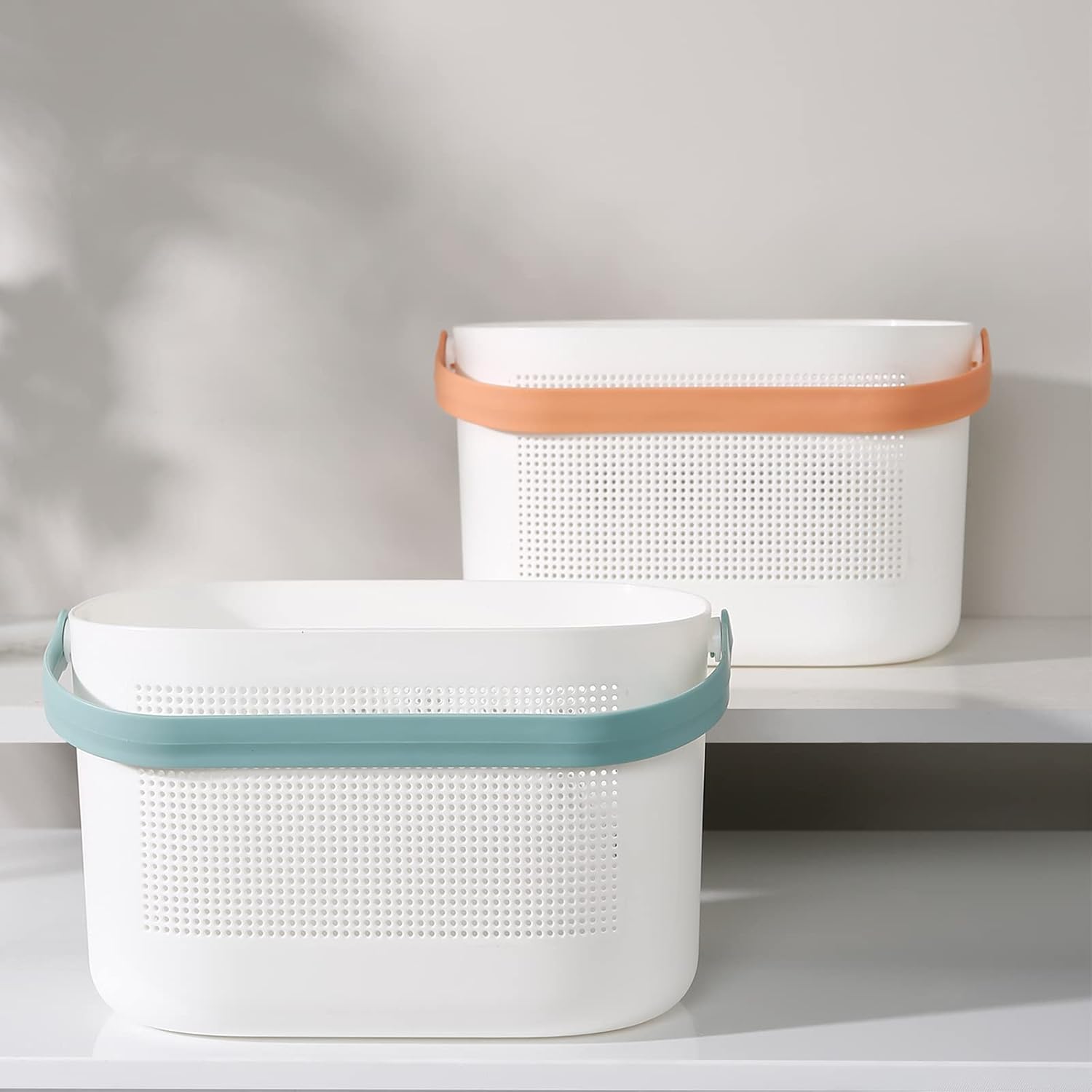 UUJOLY - Plastic Storage Baskets with Handles Shower Caddy Bathroom Organizers