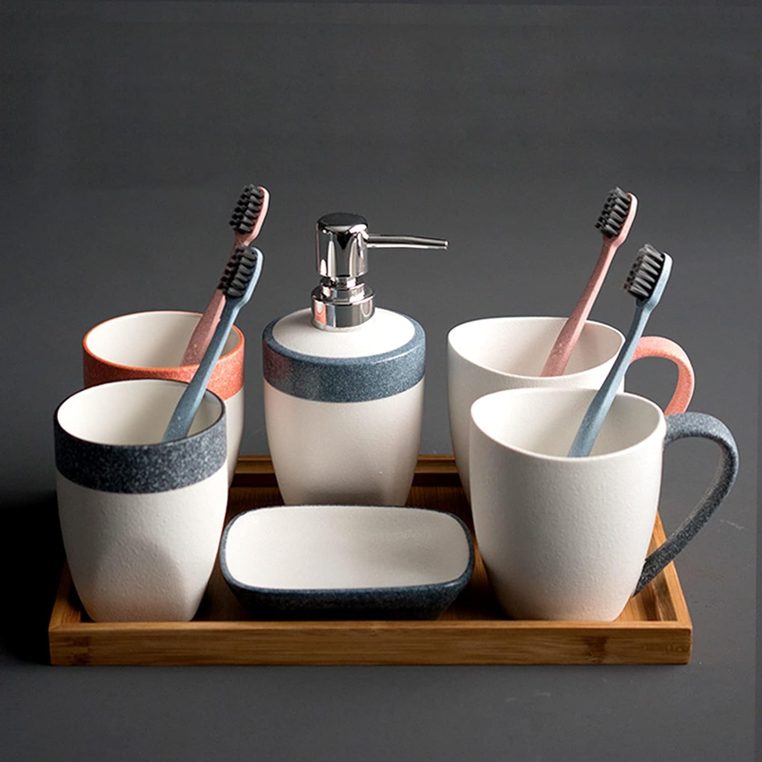 Tomyeus Snow Glaze Ceramic Soap Dispenser Set