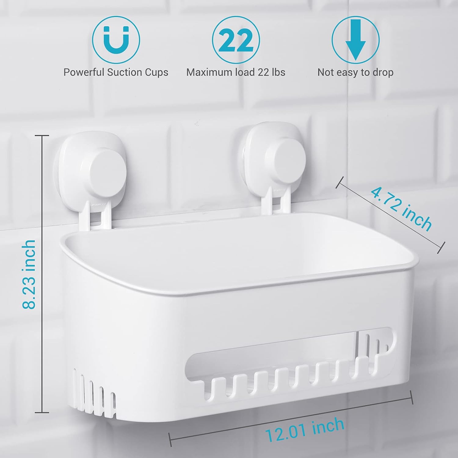Durable Suction Cup Shower Organizer for Bath Kitchen