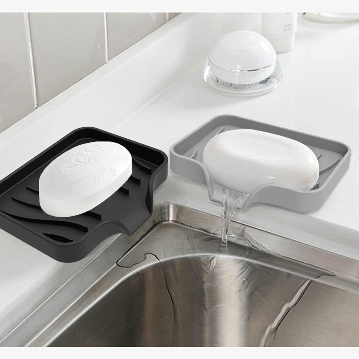 3 pack silicone soap holders for showers baths and MORE
