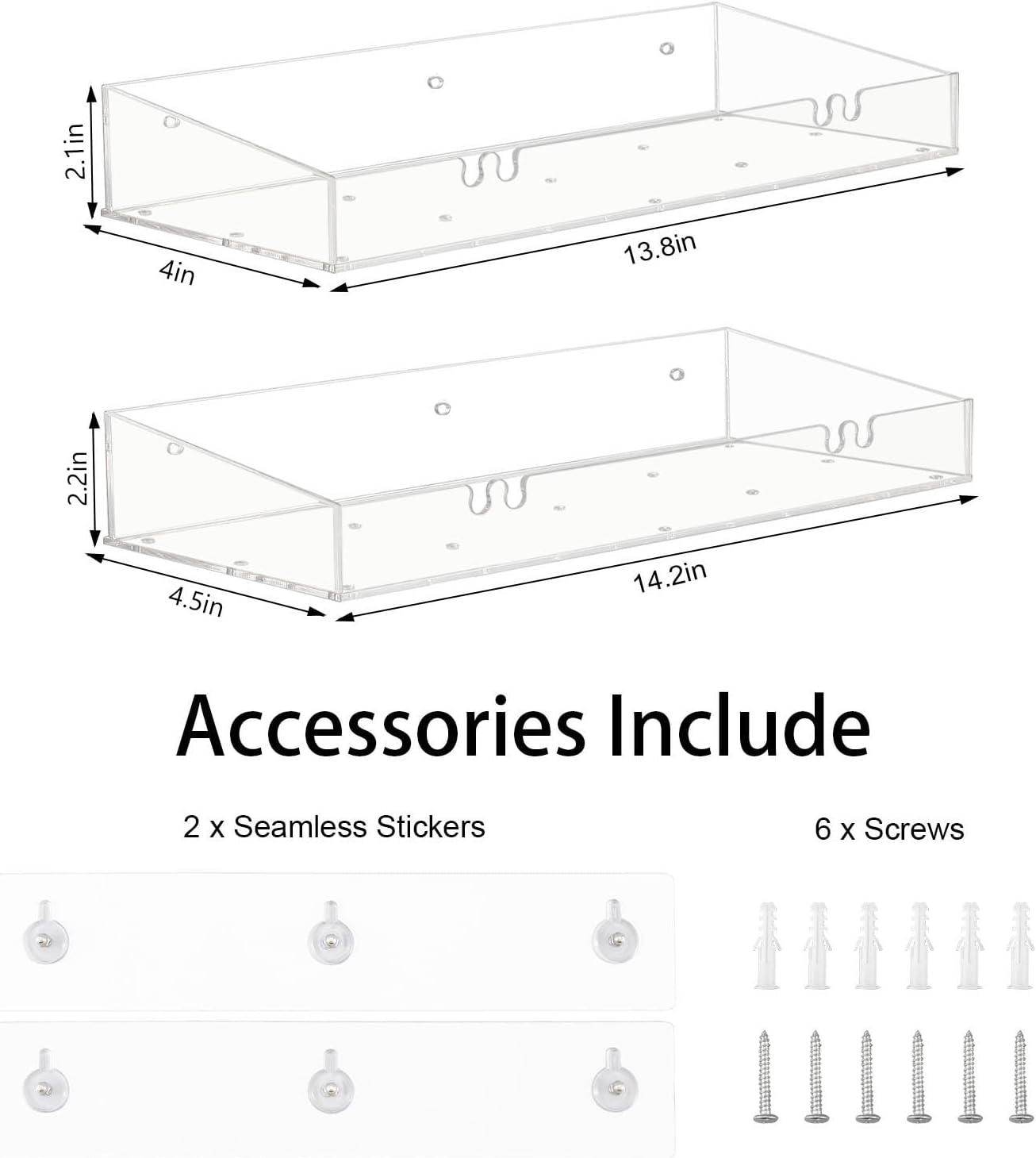 Perfect Organizer Adhesive Acrylic Shower Shelves for Bathroom Storage