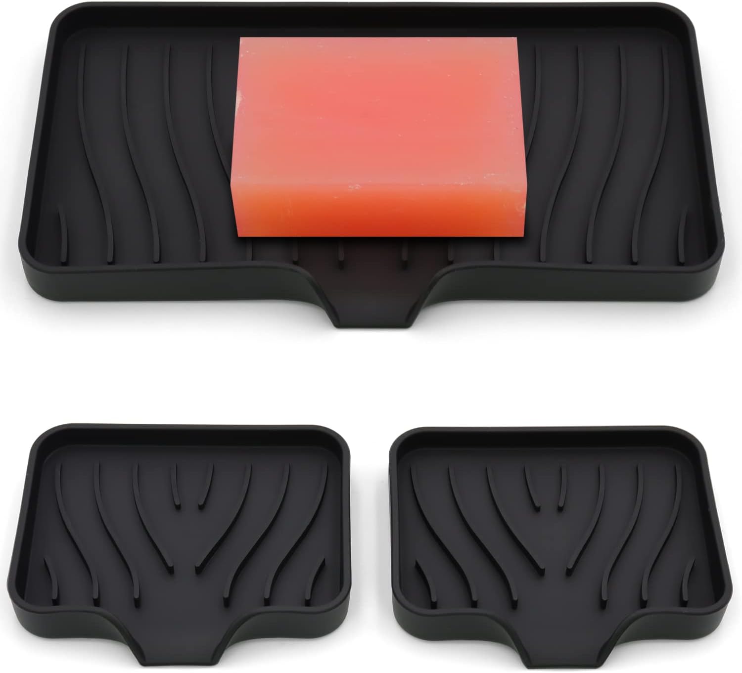 3-Pack Silicone Soap Dishes Set Kitchen and Bathroom Essential