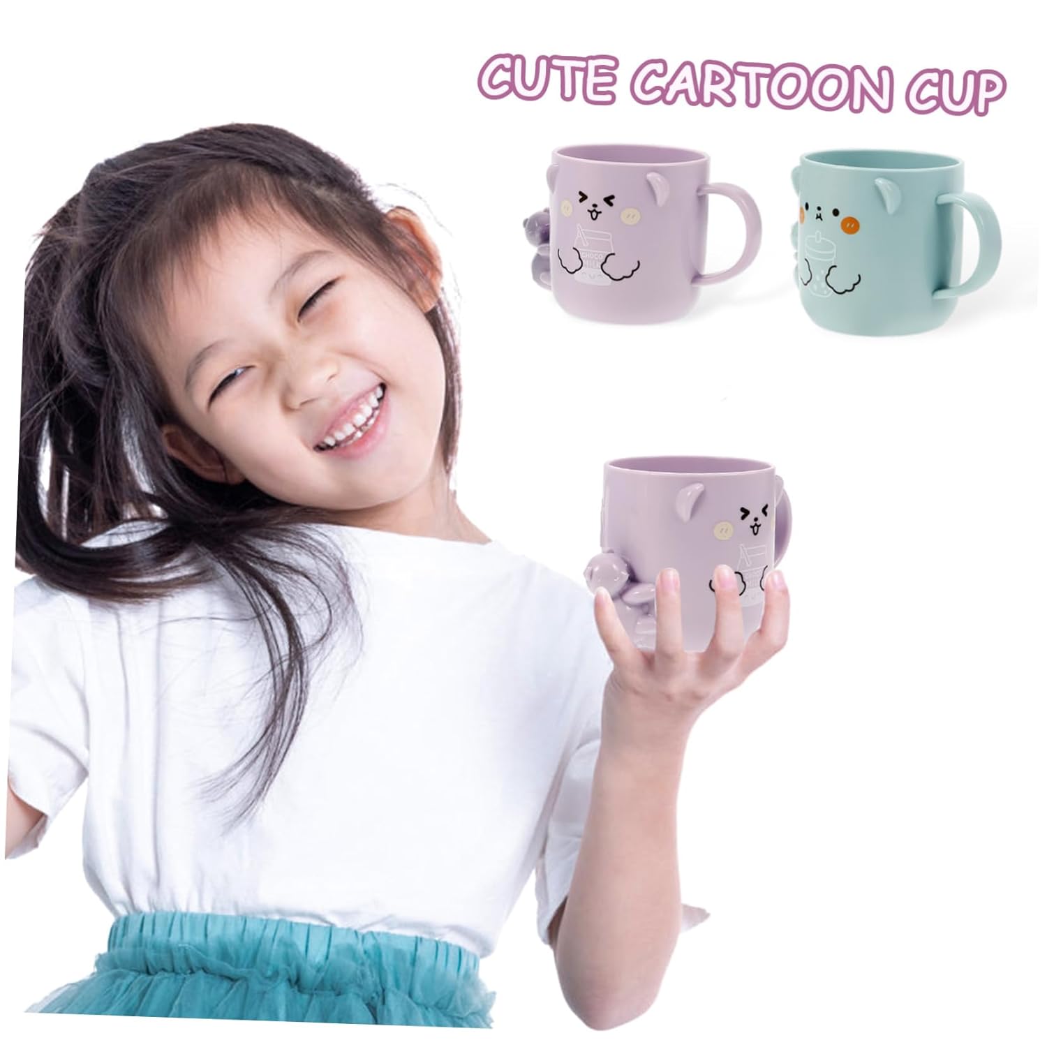 Plastic Cup Toddler Set 2PCS Kids Tooth Brush Holder
