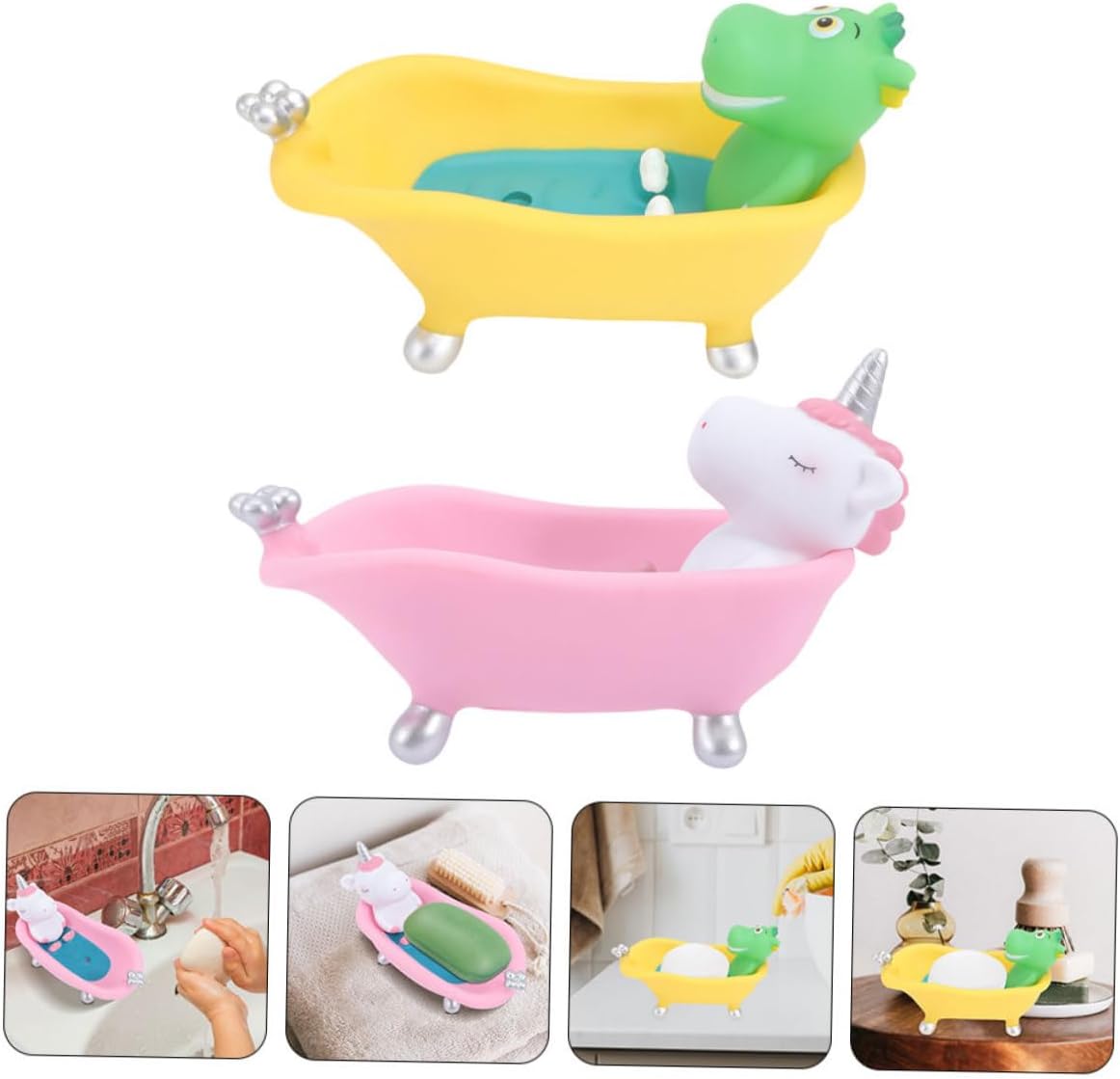 2 pc Cute Cartoon Bathtub Soap Dish Holder