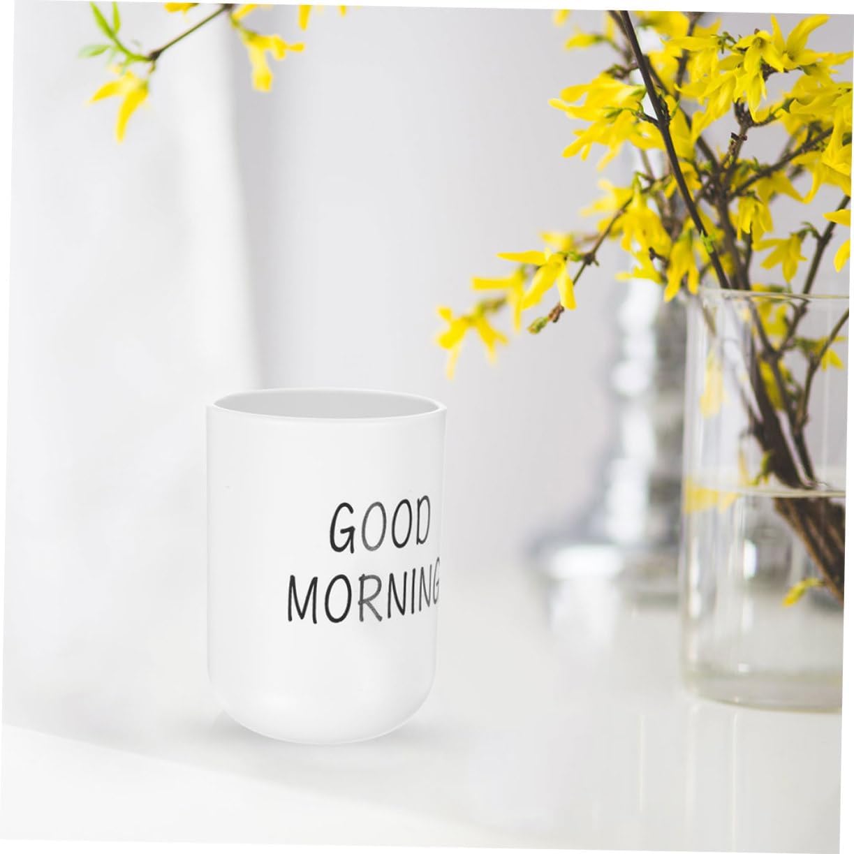 LABRIMP Bathroom Tumbler Cup for Toothbrush and Makeup Brush Organizer White