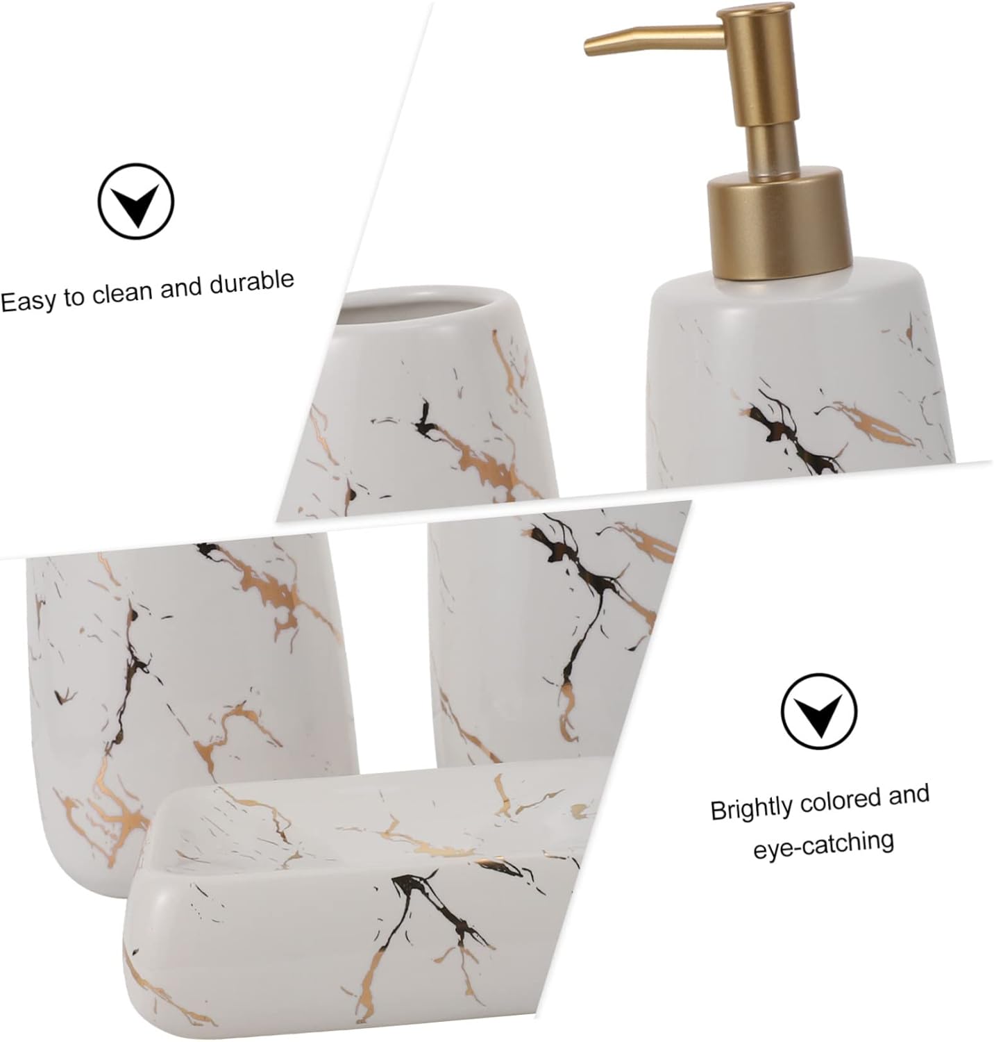 ABOOFAN 3-Piece Marble Soap Dispenser