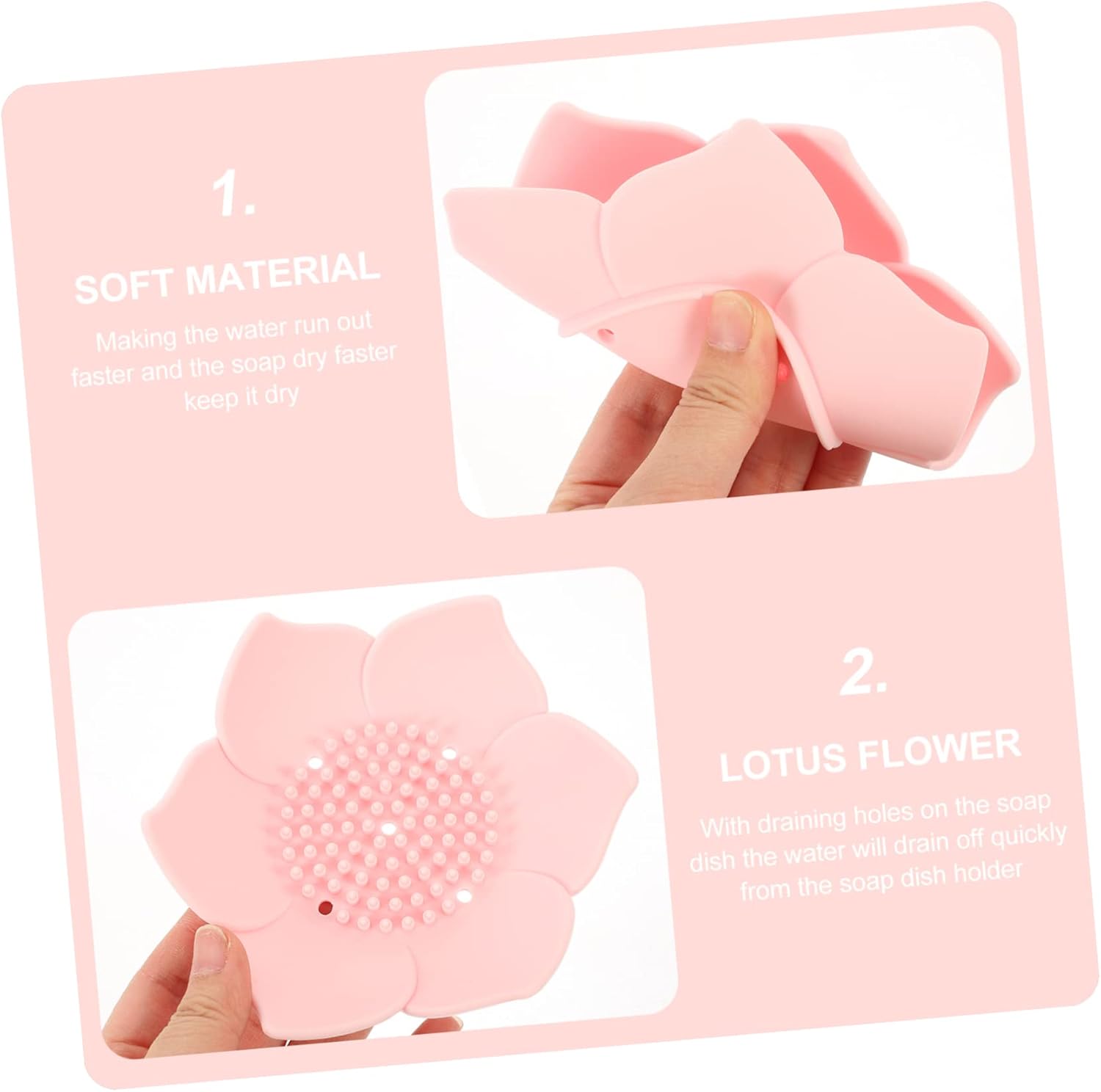 Elegant Floral Silicone Soap Dish Holder Self-Draining Kitchen Bathroom Use