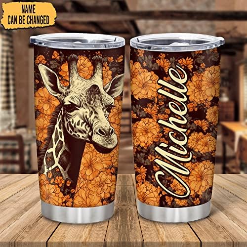 Giraffe Lovers 20oz Tumbler Gift Stainless Steel with Straw Lid Birthday Christmas Gift