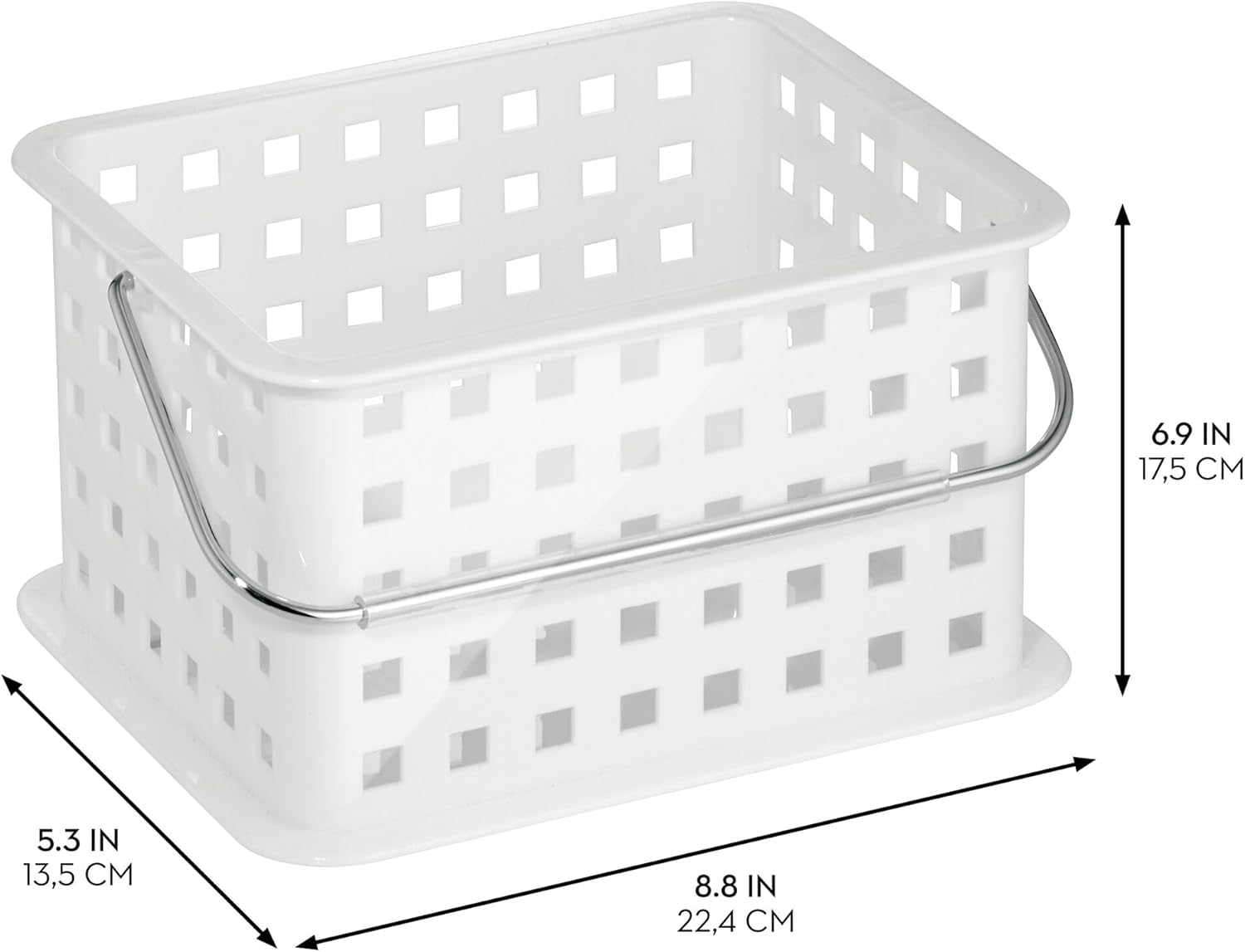 iDesign Shower Caddy Basket with Handle Set of 3 White
