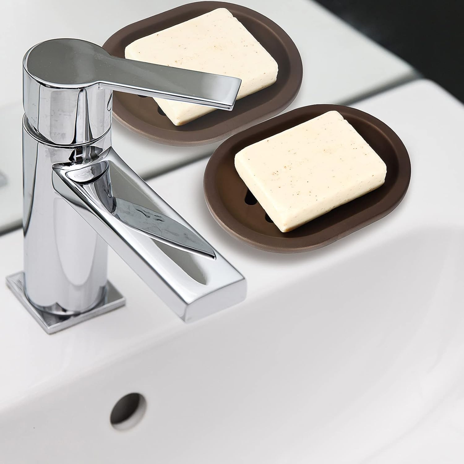 2 Pcs Soap Dish Set - Draining Double Layer Bronze