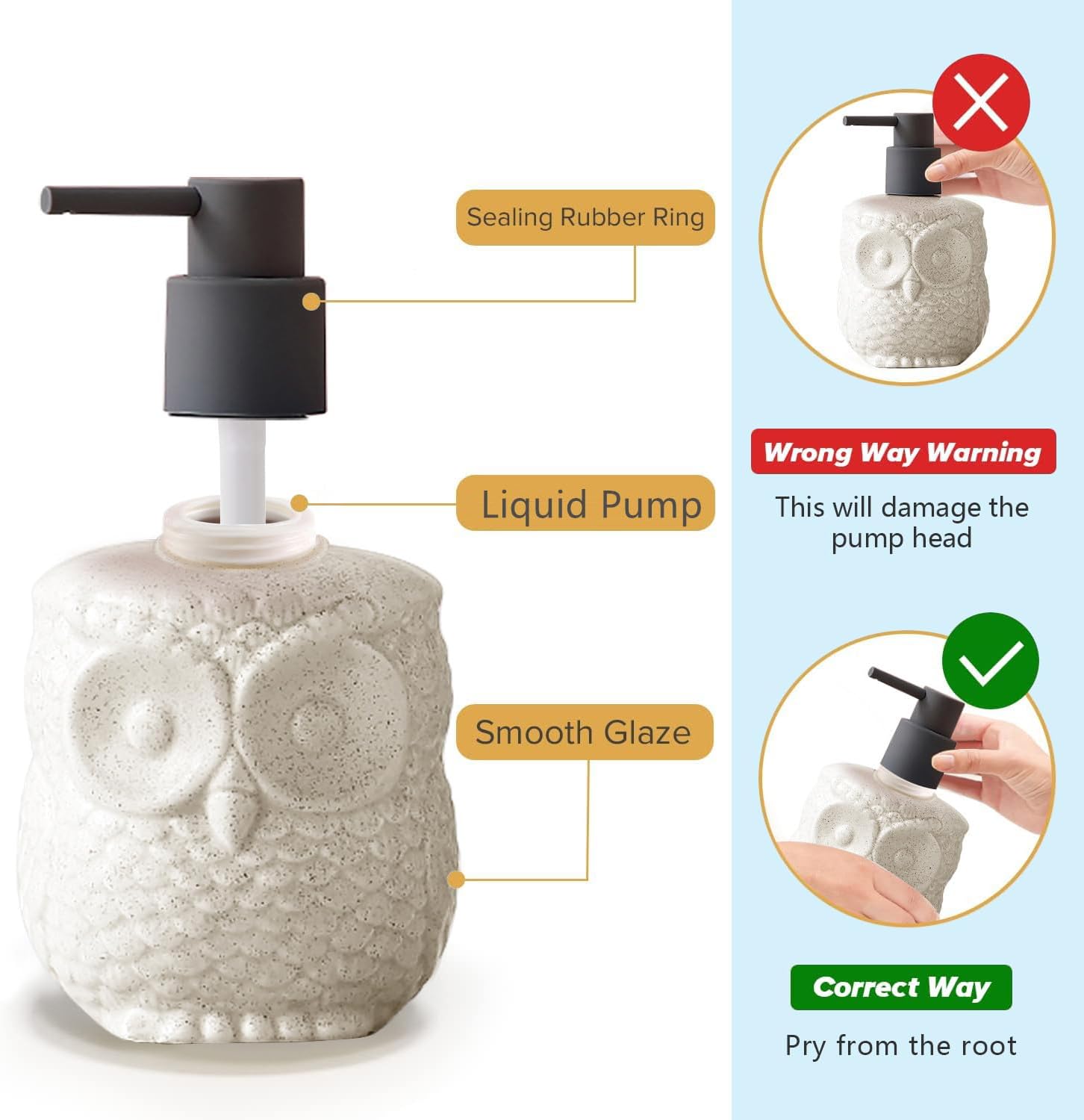 Sylfu Owl Ceramic Liquid Soap Dispenser