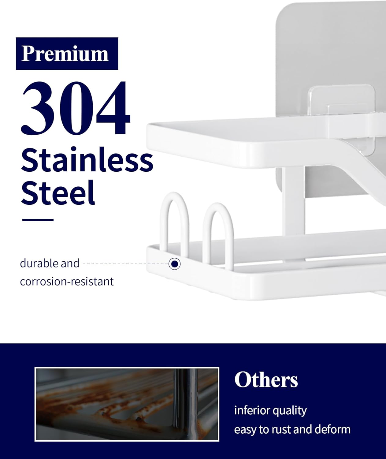 Sturdy Stainless Steel Shower Caddy for Efficient Bathroom Storage