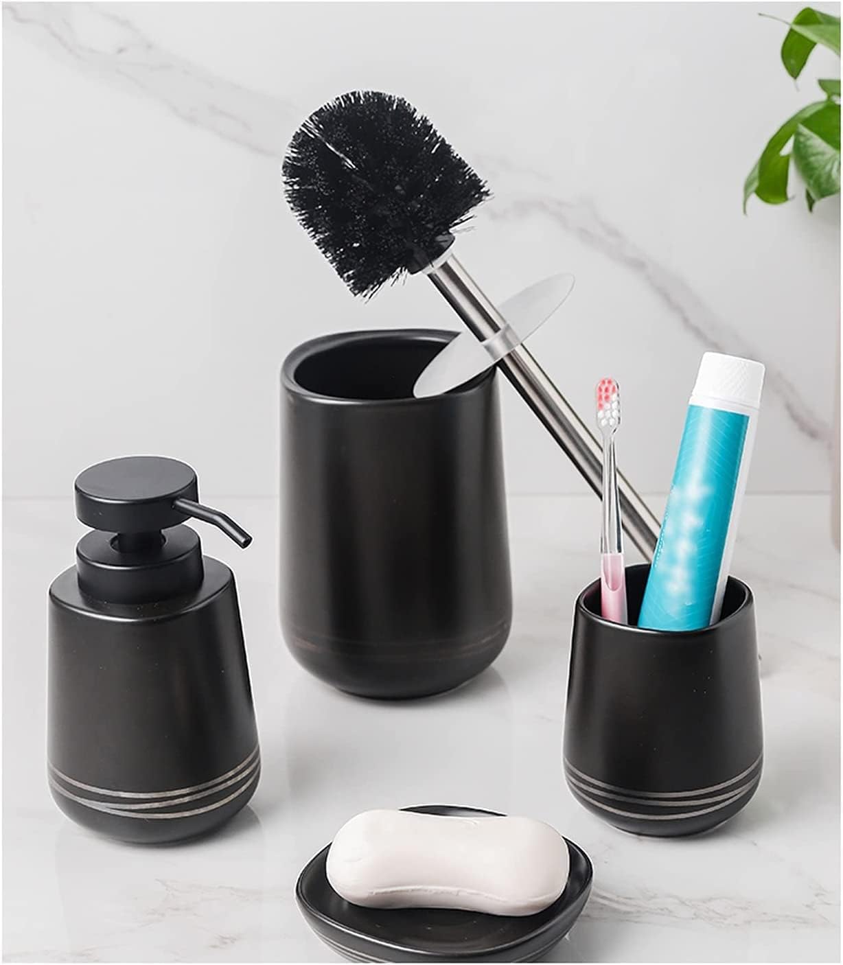 Stylish 4-Piece bathroom Dispenser Set with Pump for Soaps More