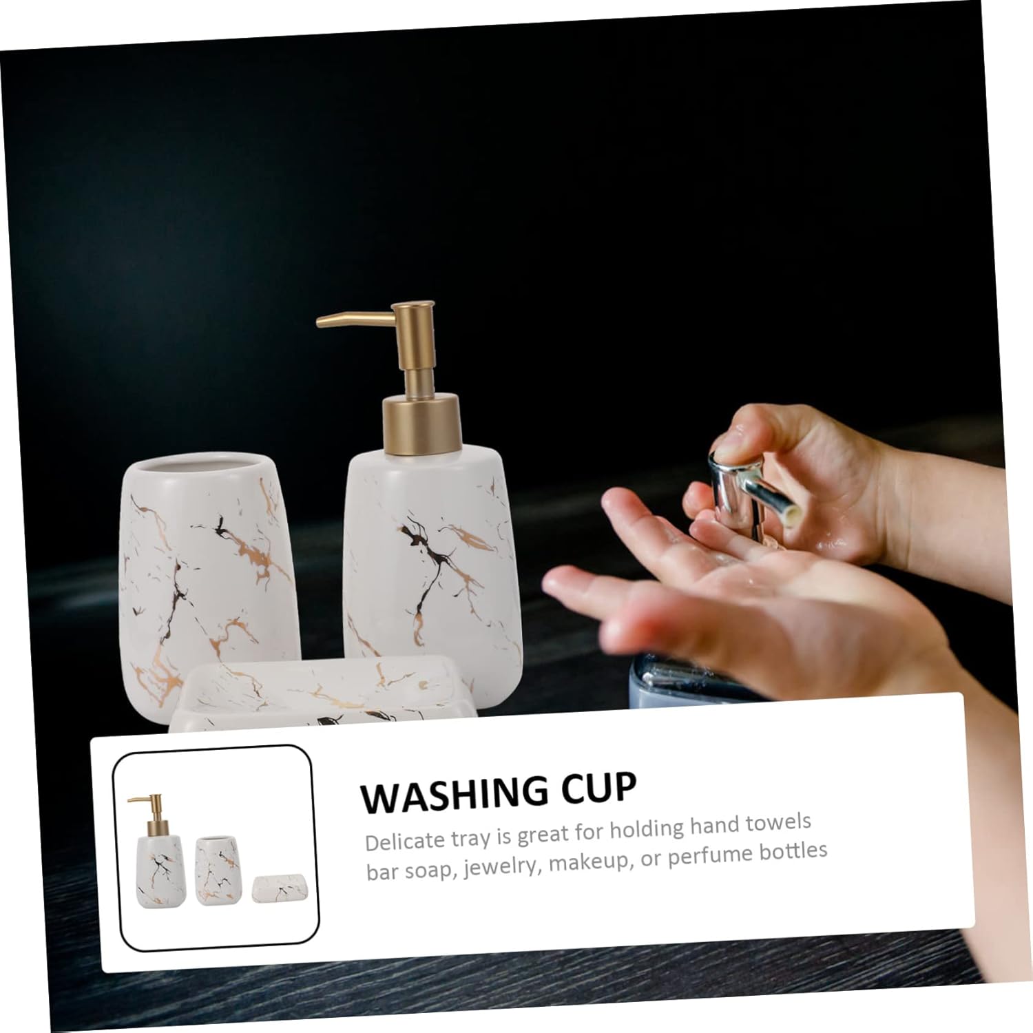 ABOOFAN 3-Piece Marble Soap Dispenser