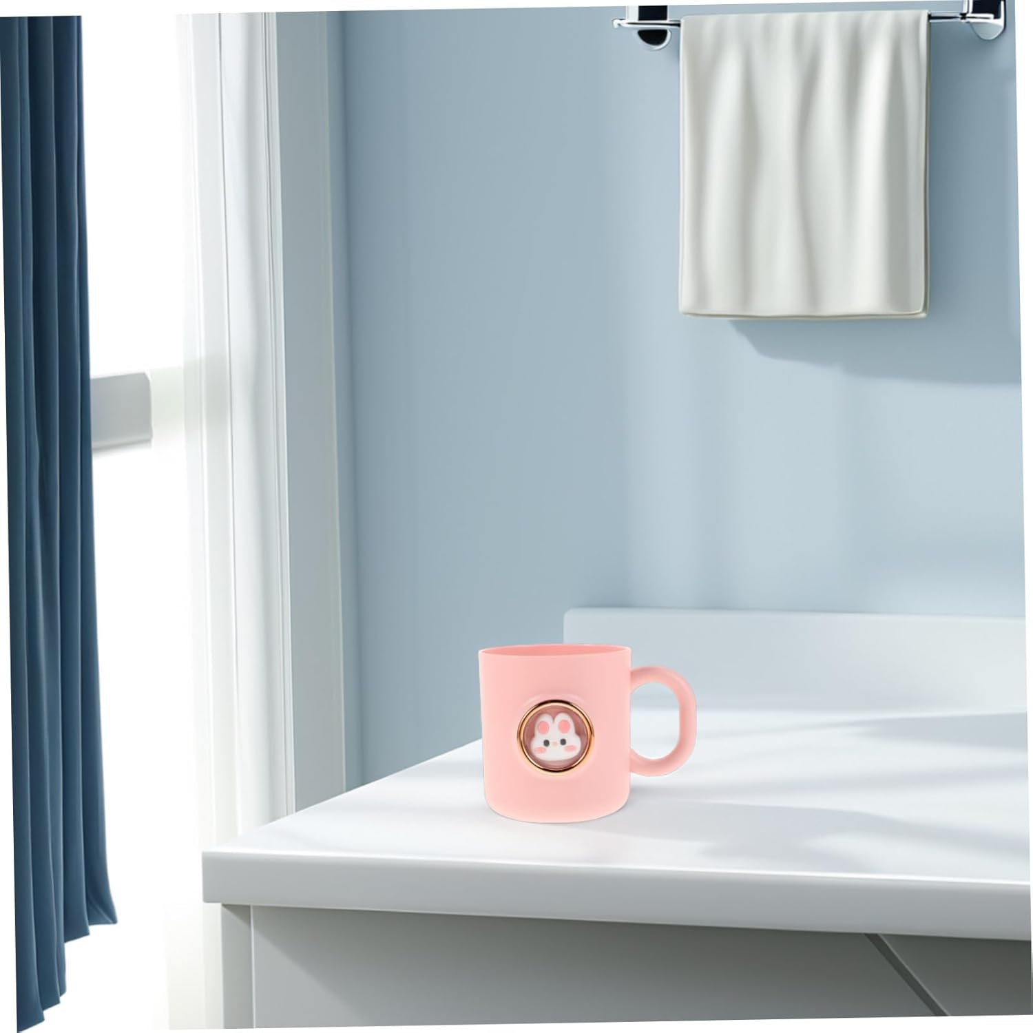 PLAFOPE Cute Bunny Cartoon Toothbrush Cup with Handle