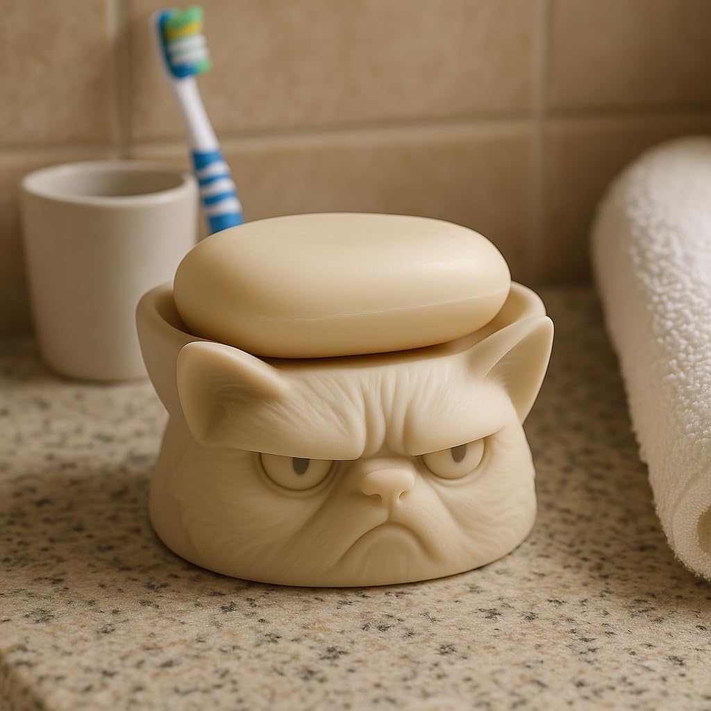 Grumpy Cat Soap Dish with Funny Face