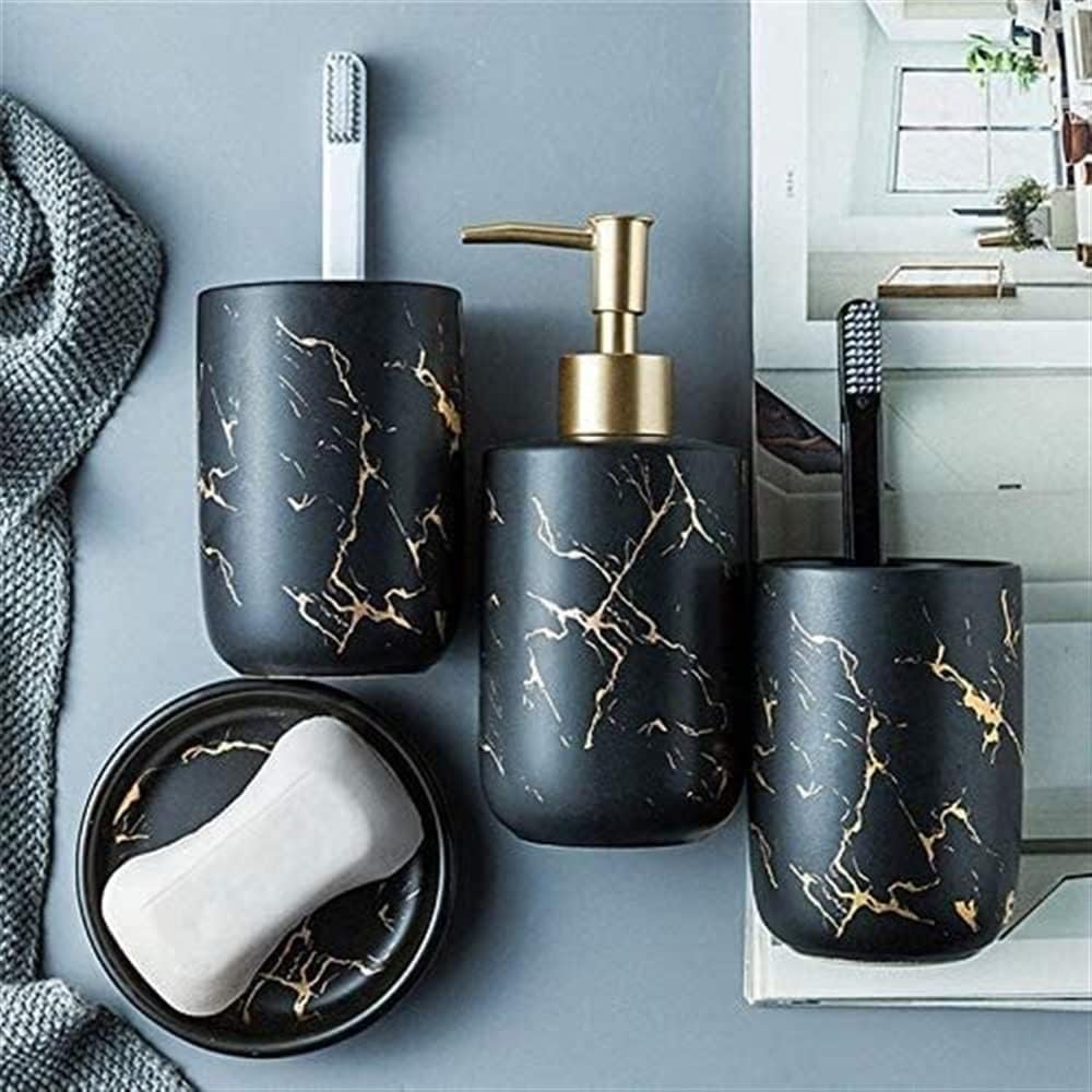 Fre 4-Piece Set Ceramic Bathroom Accessories Black 4pc