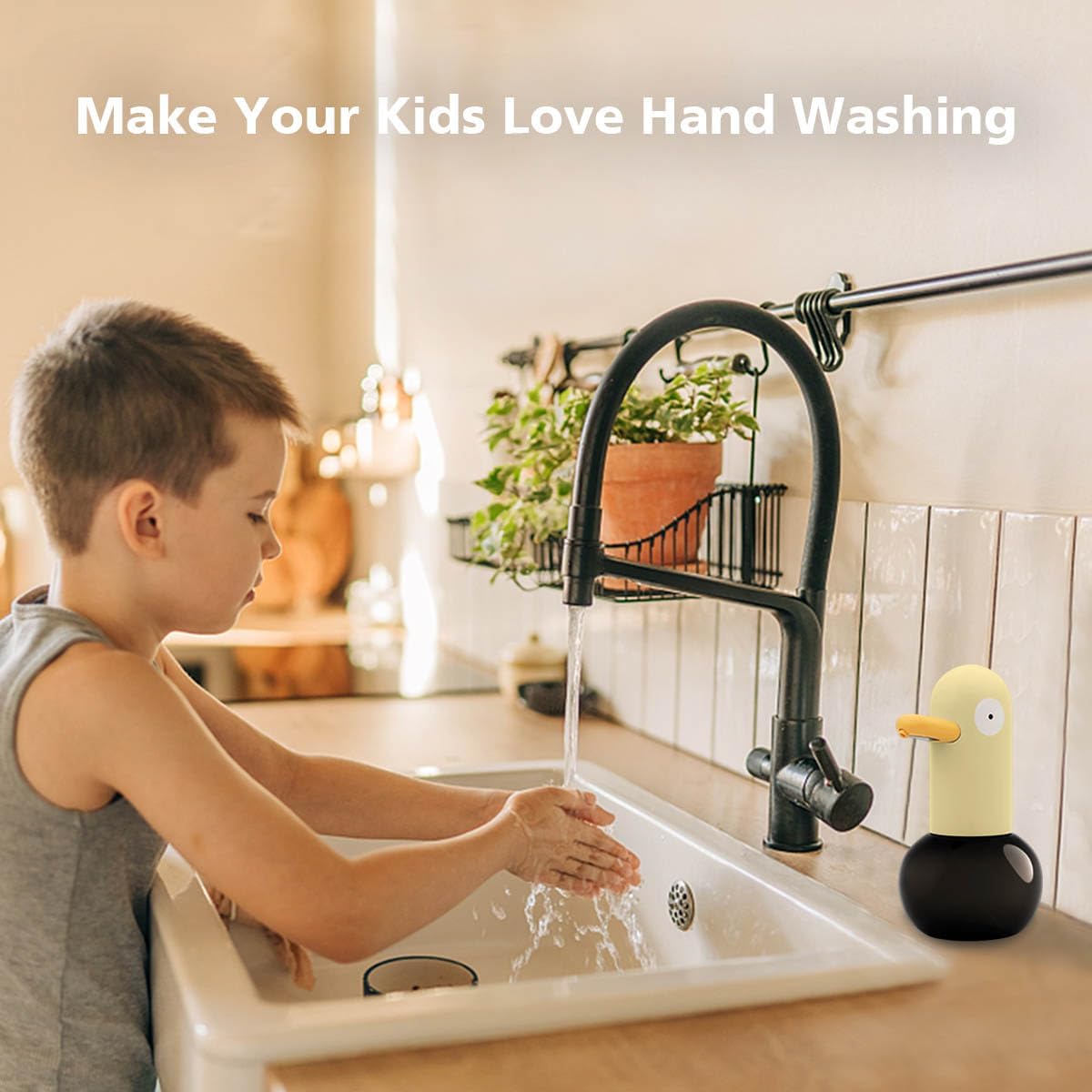 Kids Highlight automatic soap dispenser with 2 synchronize modes and USB recharging