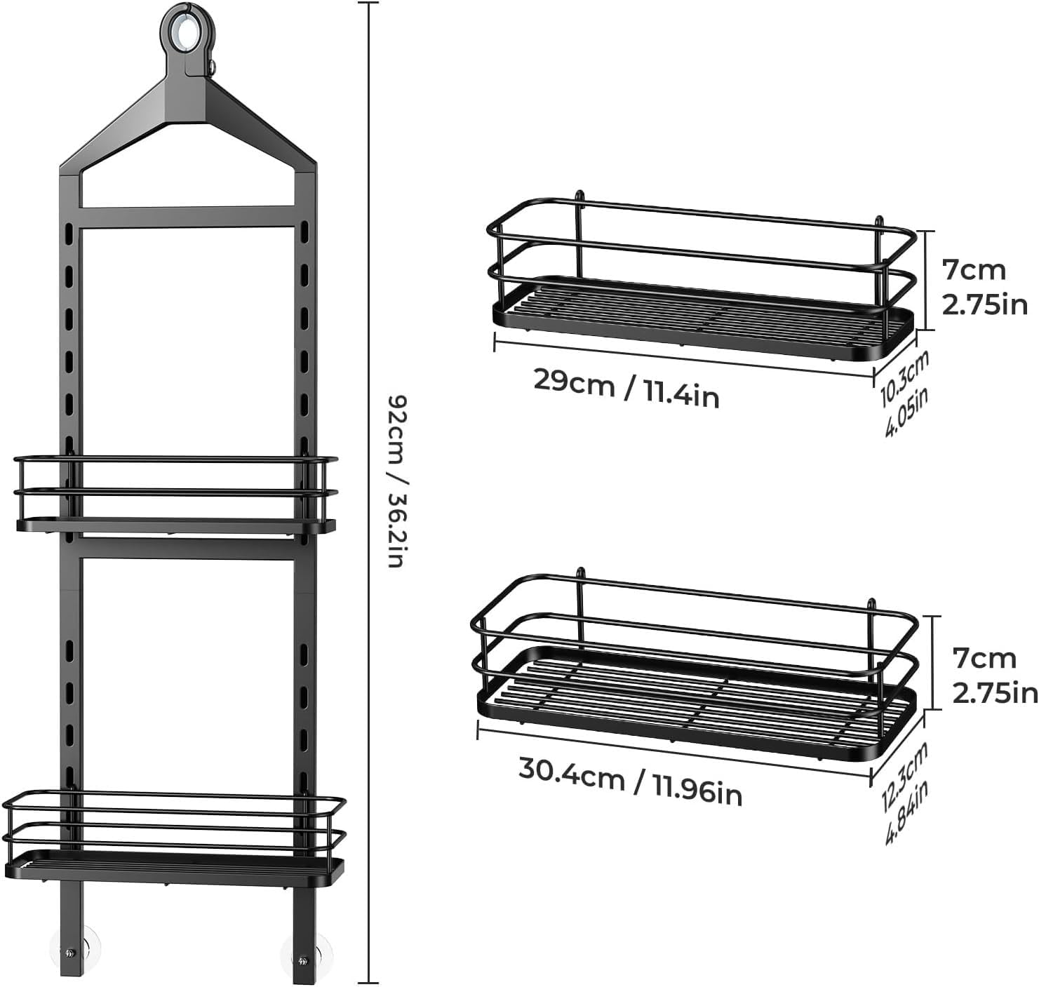 ODesign 2 Tier Height-Adjustable Shower Caddy
