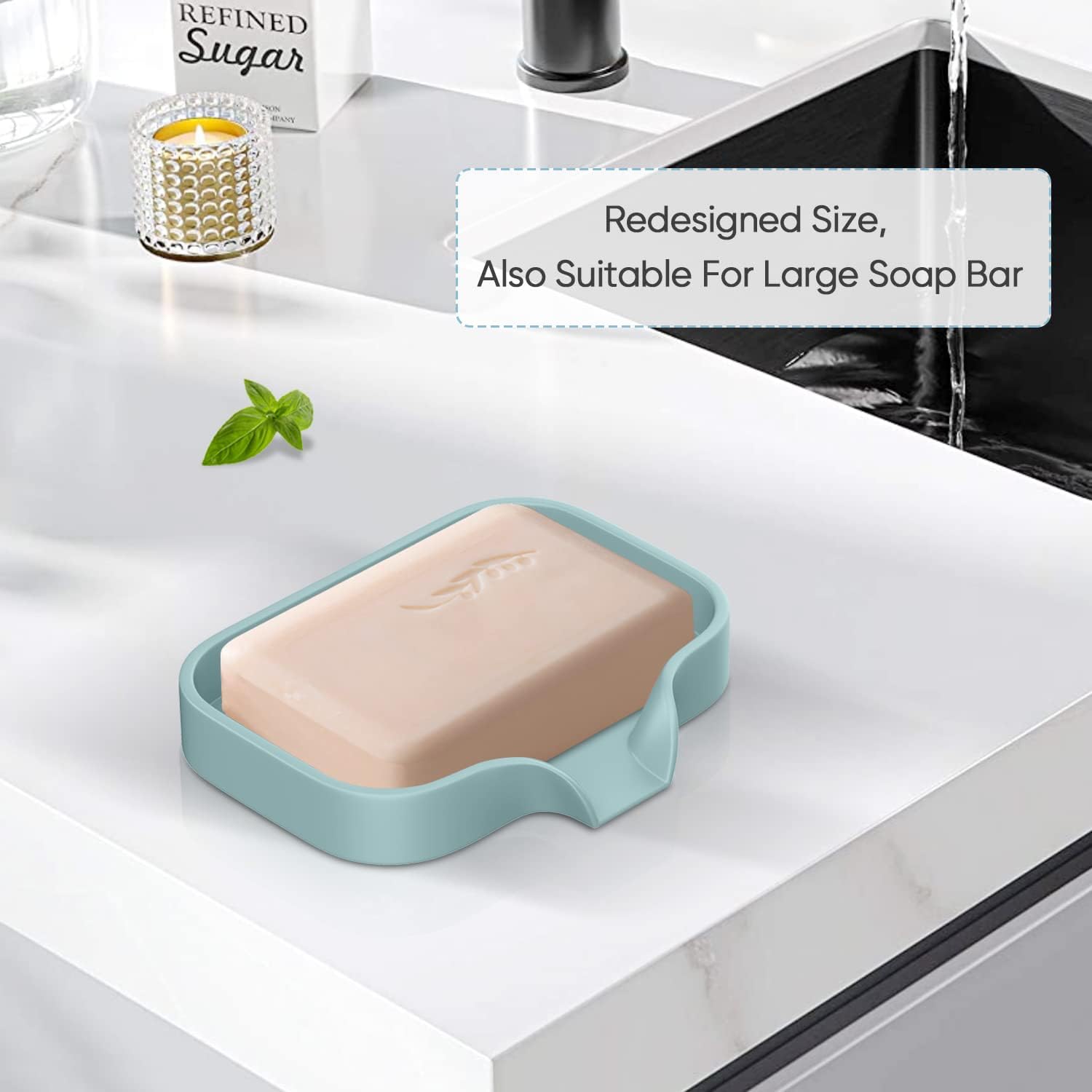 Exceptional Silicone Soap Dish with 4 Pieces Self-Draining Multi-Functional Design