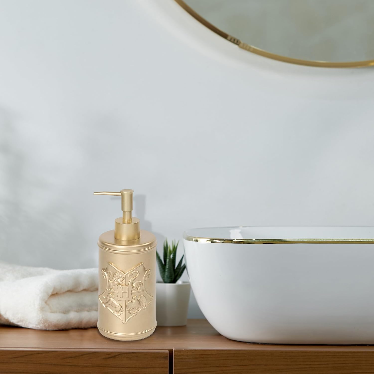 Gold Hogwarts Crest Bath Dispenser