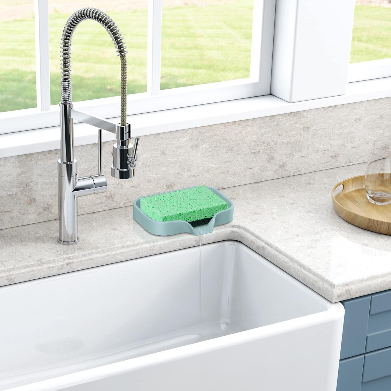 Exceptional Silicone Soap Dish with 4 Pieces Self-Draining Multi-Functional Design
