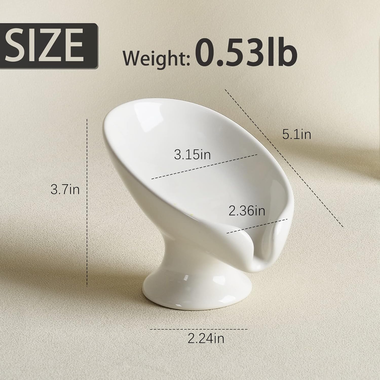 Self-Draining Ceramic Soap Dish Cream White by Antiss Home