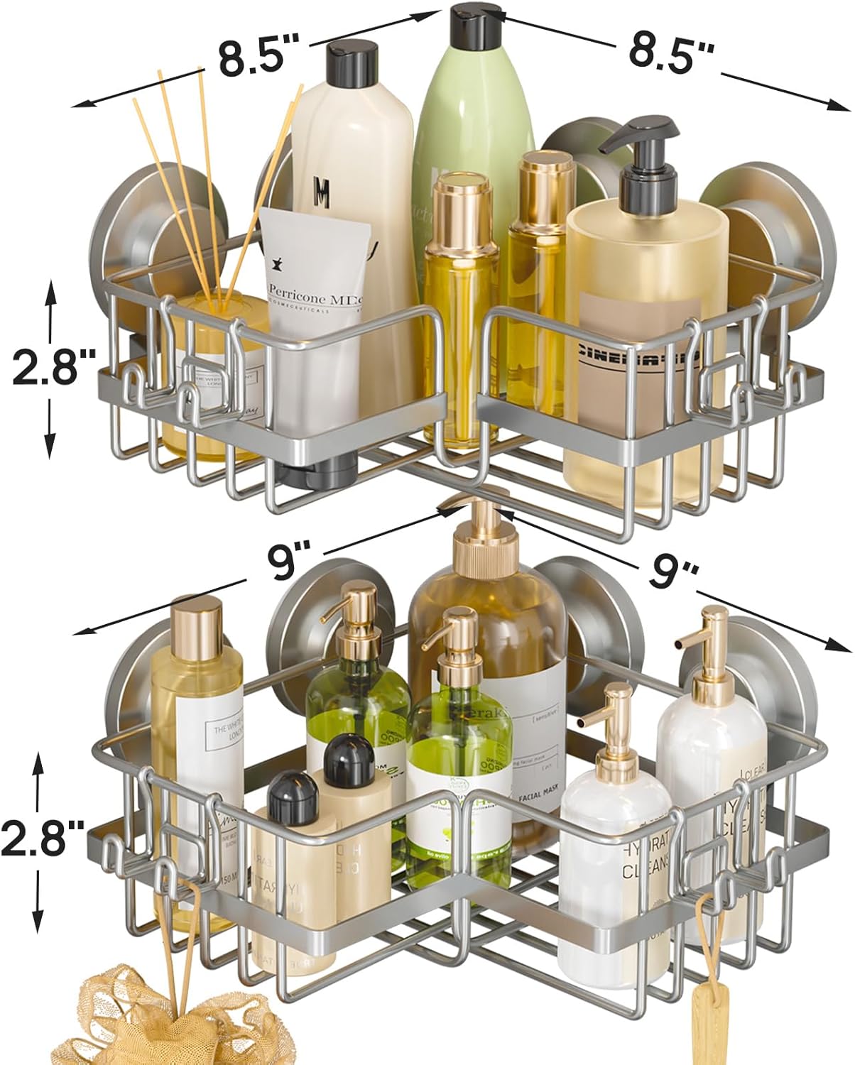 Strongly Adaptable Corner Shower Caddies