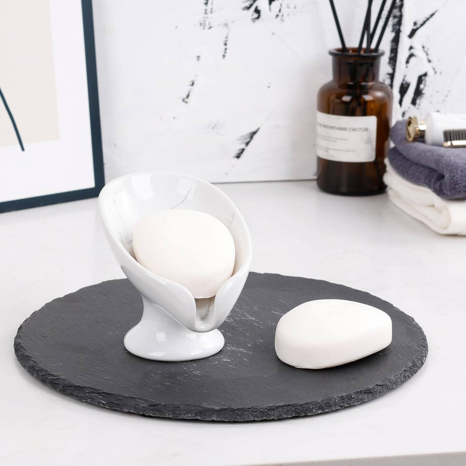 Cleaning Treasures Self-Draining Ceramic Soap Dish
