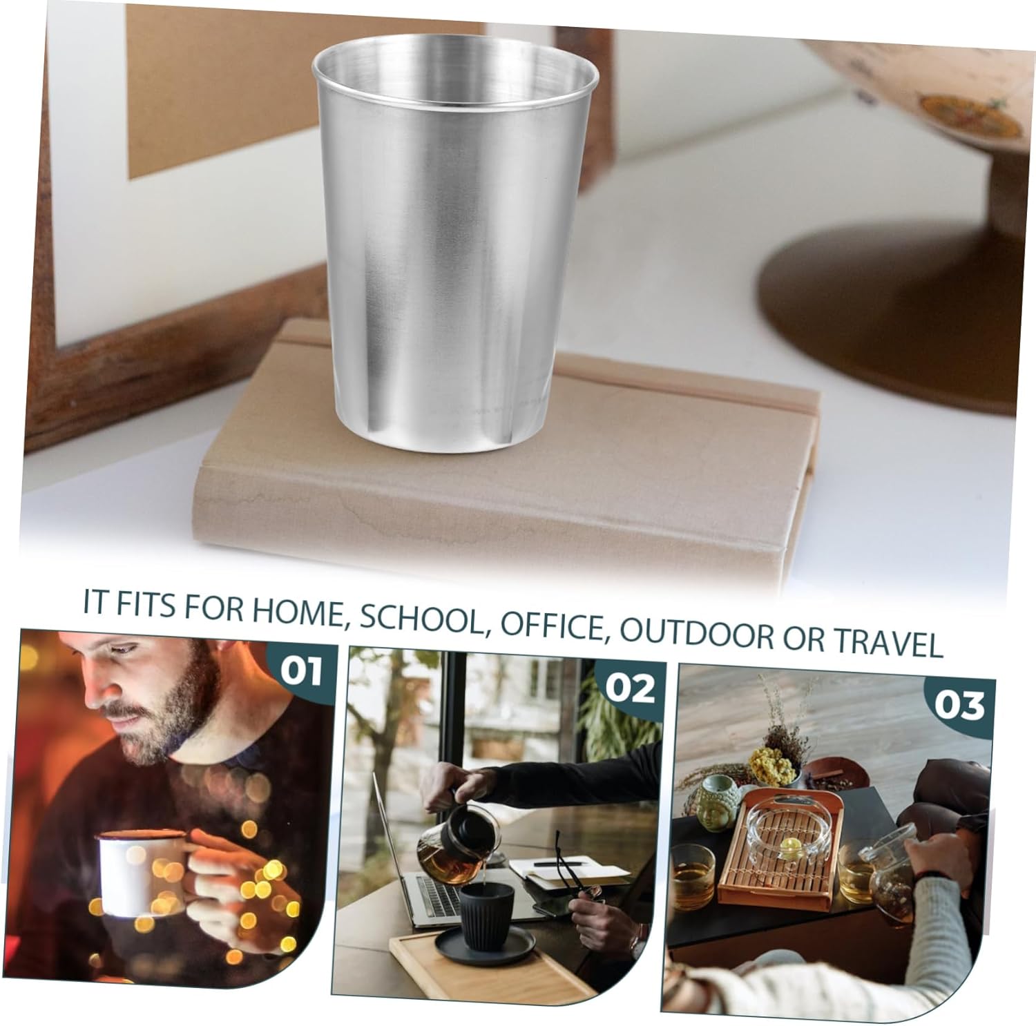 Stainless Steel Tumbler Silver-Finish for Bathroom Kitchen