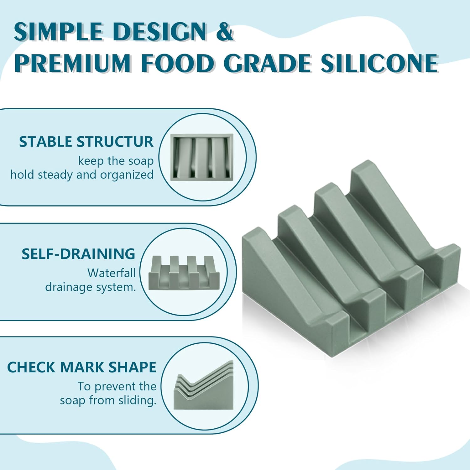 Organize Your Bar Soap Effortlessly with Silicone Dish Green